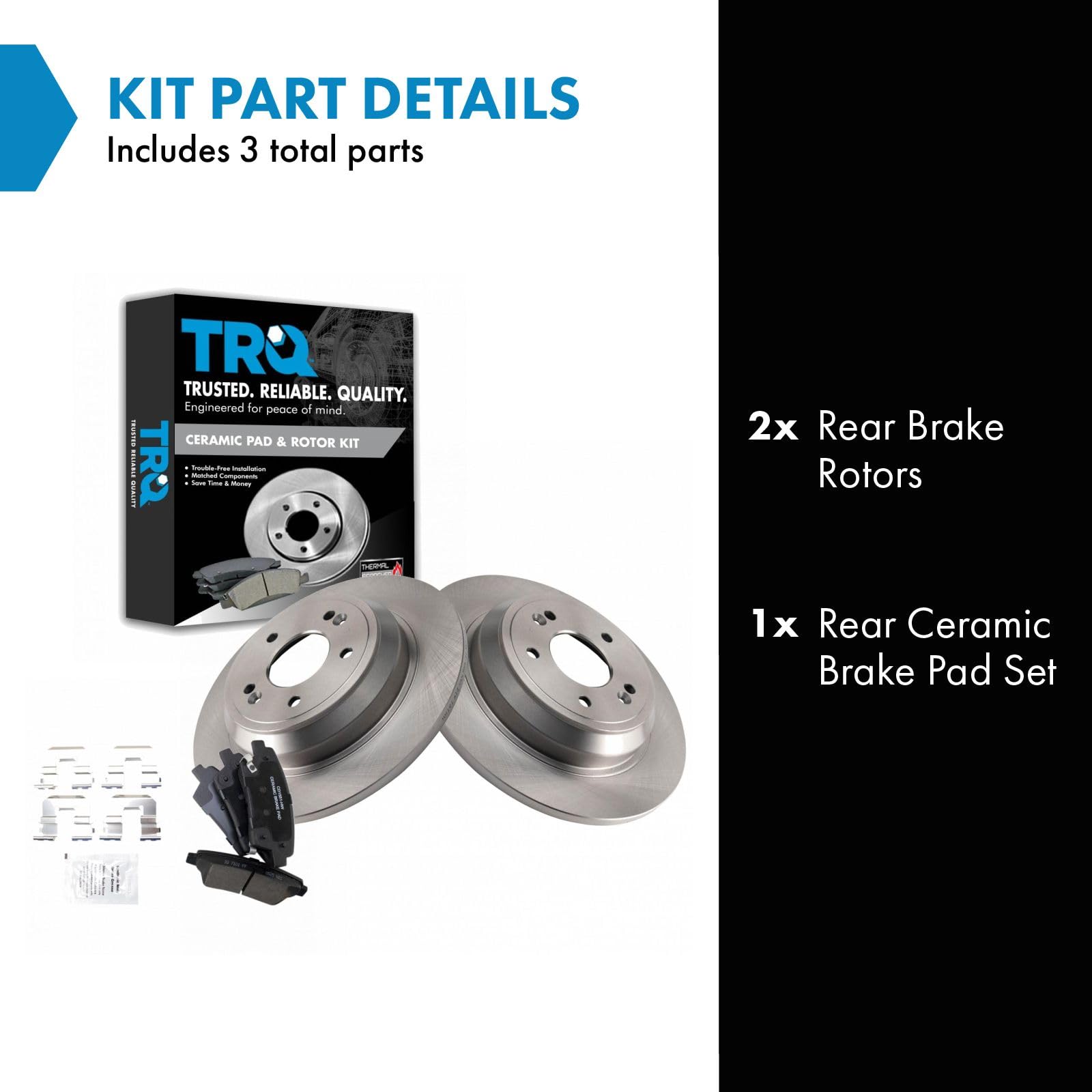 Trq Rear Brake Pad & Rotor Kit Brake Pads Brake Rotor Ceramic Compatible With 2017 Genesis G80 2010-2016 Hyundai 2016-2017 Kia K