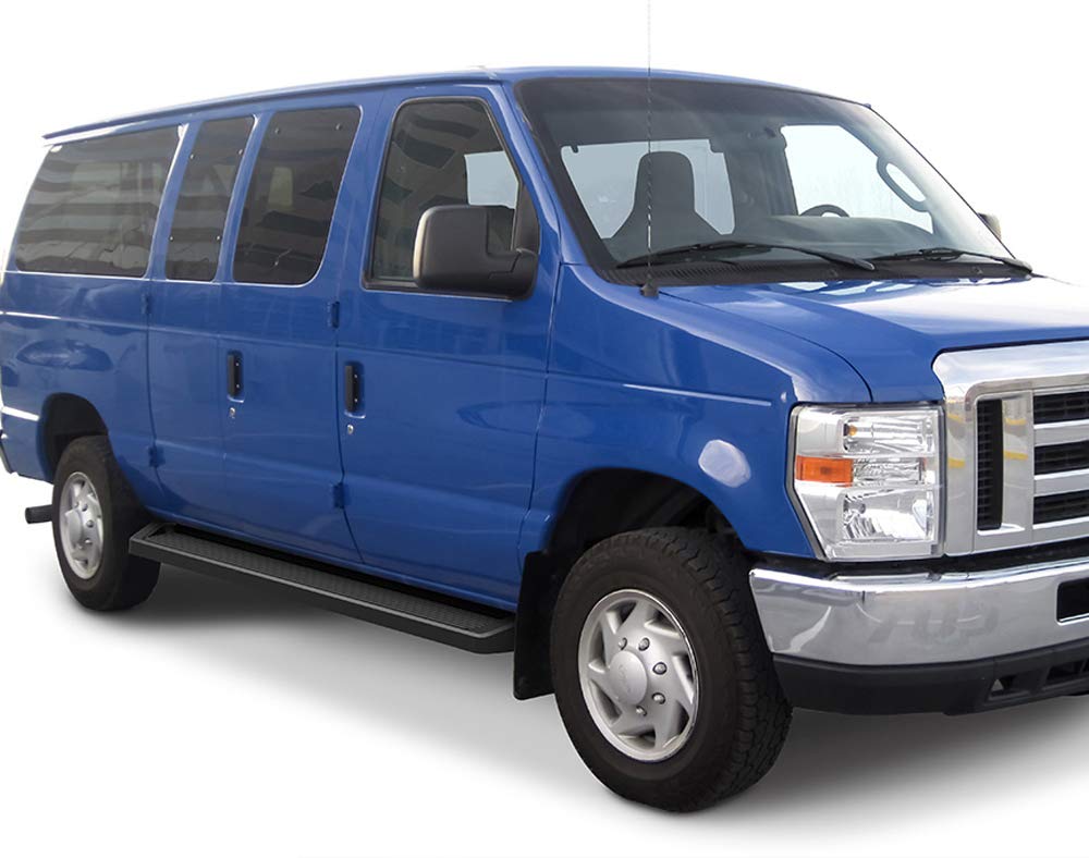 APS Running Boards (Nerf Bars Side Steps Step Bars) Compatible with Ford Econoline 1999-2014 Full Size Van 3-Door (Black Powder