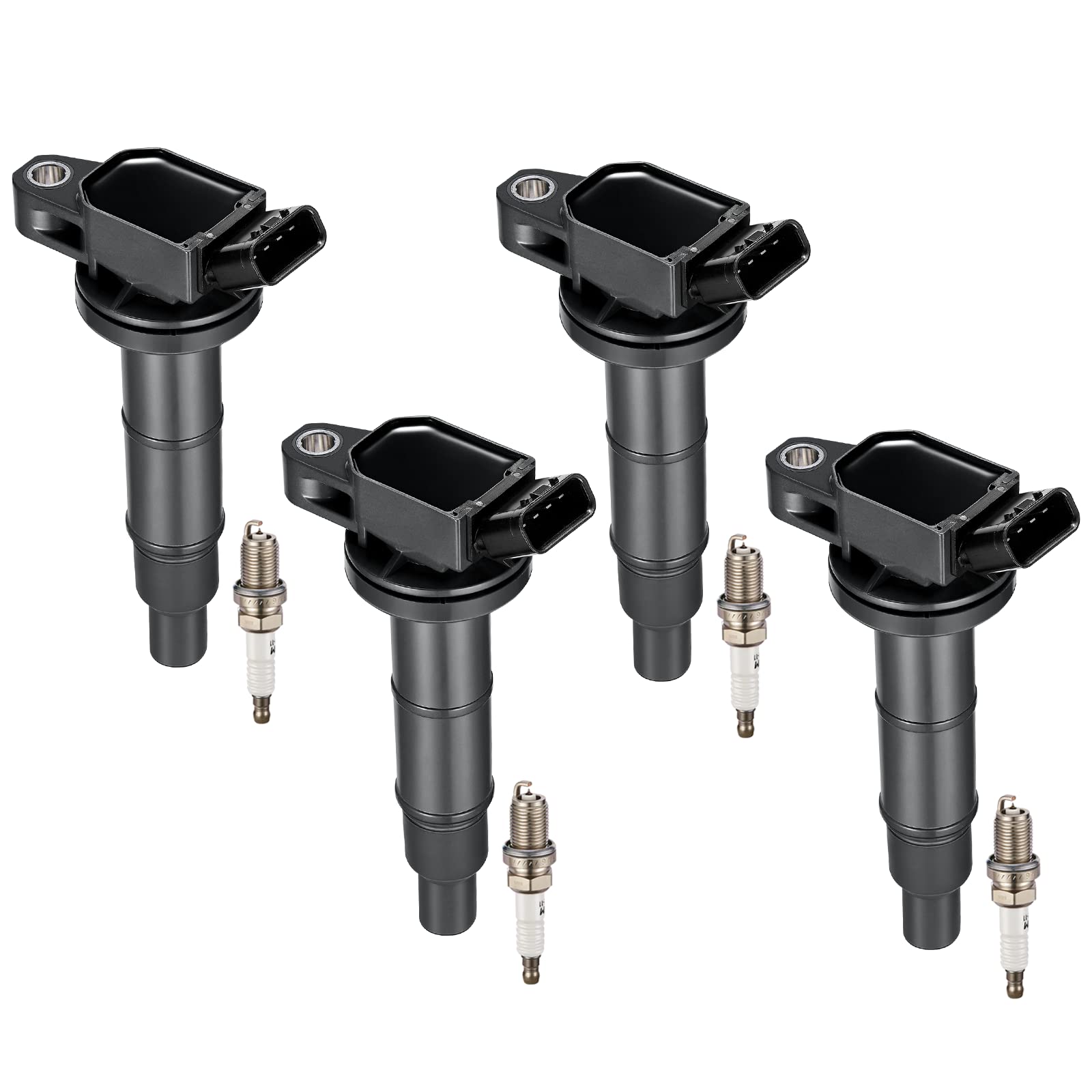 Bdfhyk Ignition Coil Uf333 & Spark Plug 7092 Compatible With 2.4L L4 Scion Toyota Tc Camry Corolla Highlander Matrix Rav4 Solara Lexus Hs250H Scion Xb Tc Pontiac Vibe,Set Of 4