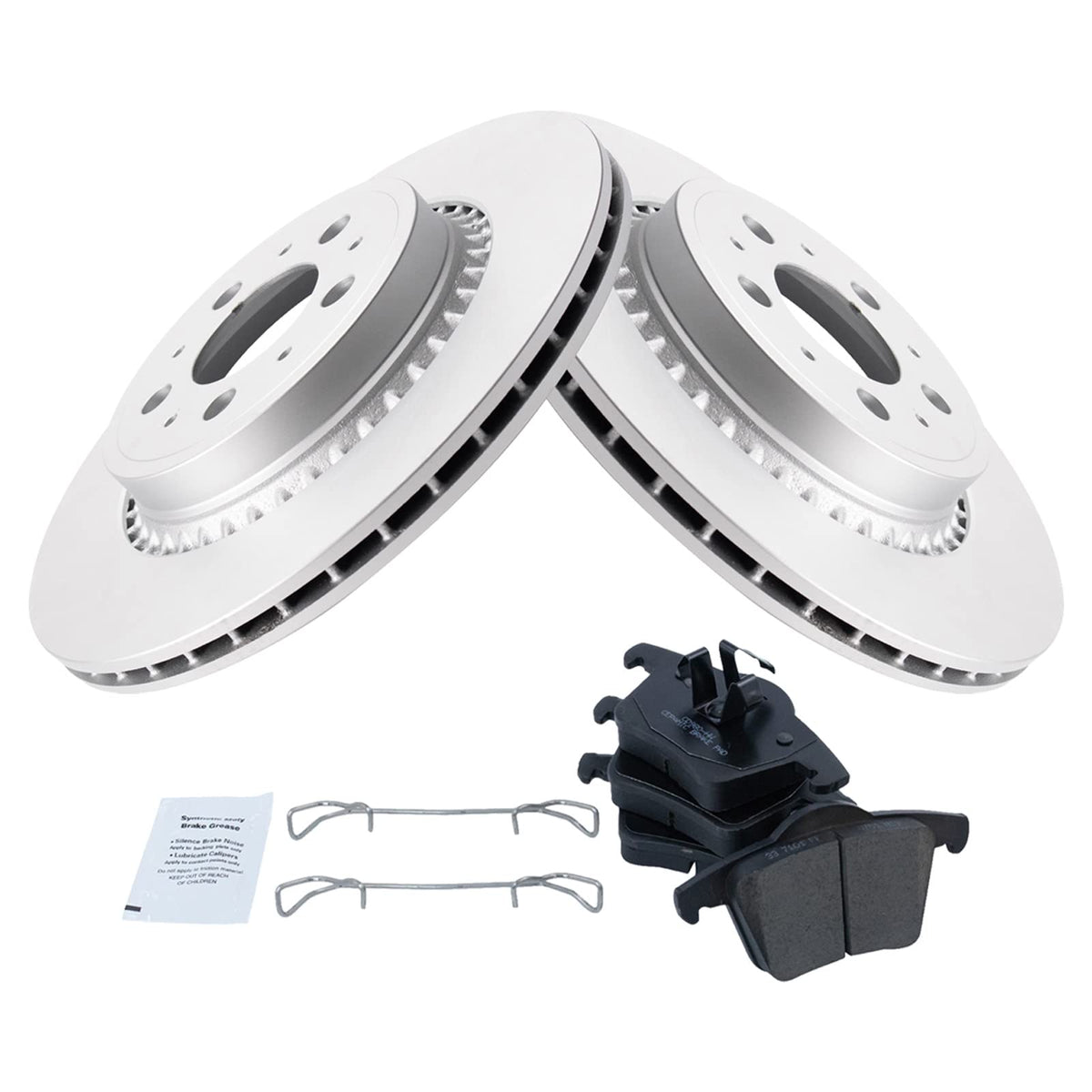 Trq Rear Brake Pad & Rotor Kit Brake Pads Brake Rotor Ceramic Premium G-Coated Compatible With 2003-2014 Volvo Xc90