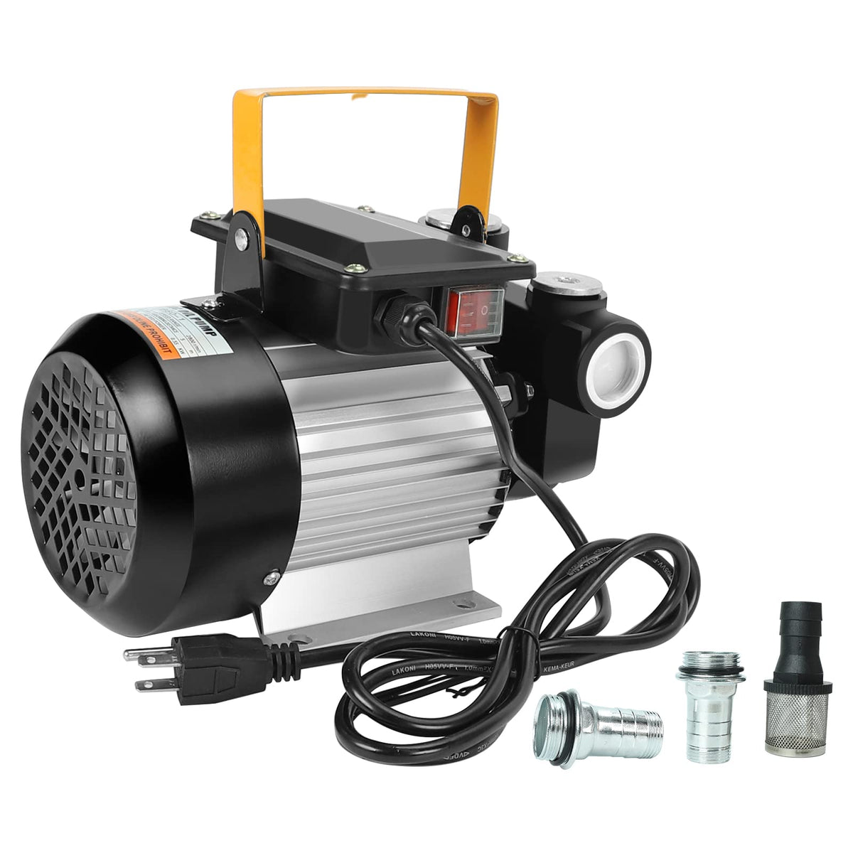 20GPM 12V DC Fuel Transfer Pump Gasoline Pump with Nozzle Kit for Gas Diesel Kerosene Yellow with Flow Meter