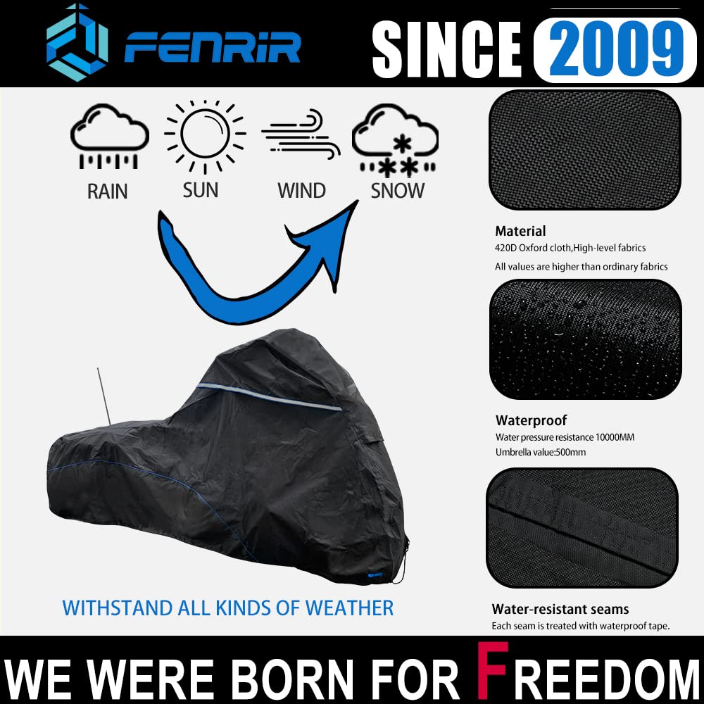 Fenrir 104'' Motorcycle Cover Waterproof Outdoor Storage For Harley Davidson Street Glide Road Glide Electra Glide Road King Ind