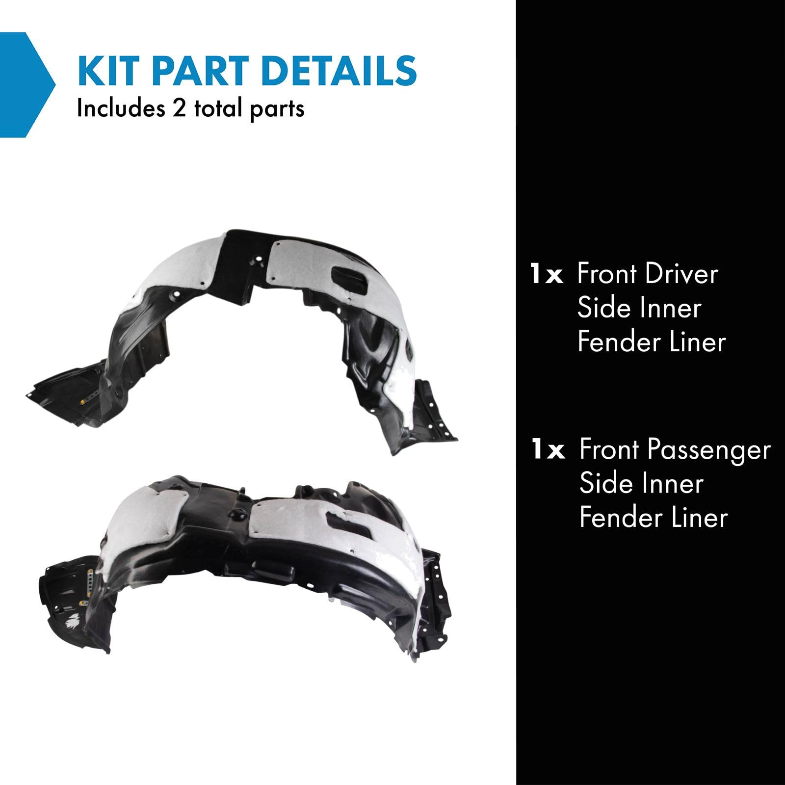 Trq Front Inner Fender Liner Set Compatible With 2013-2017 Lexus Ls460 Lx1248132 Lx1249132