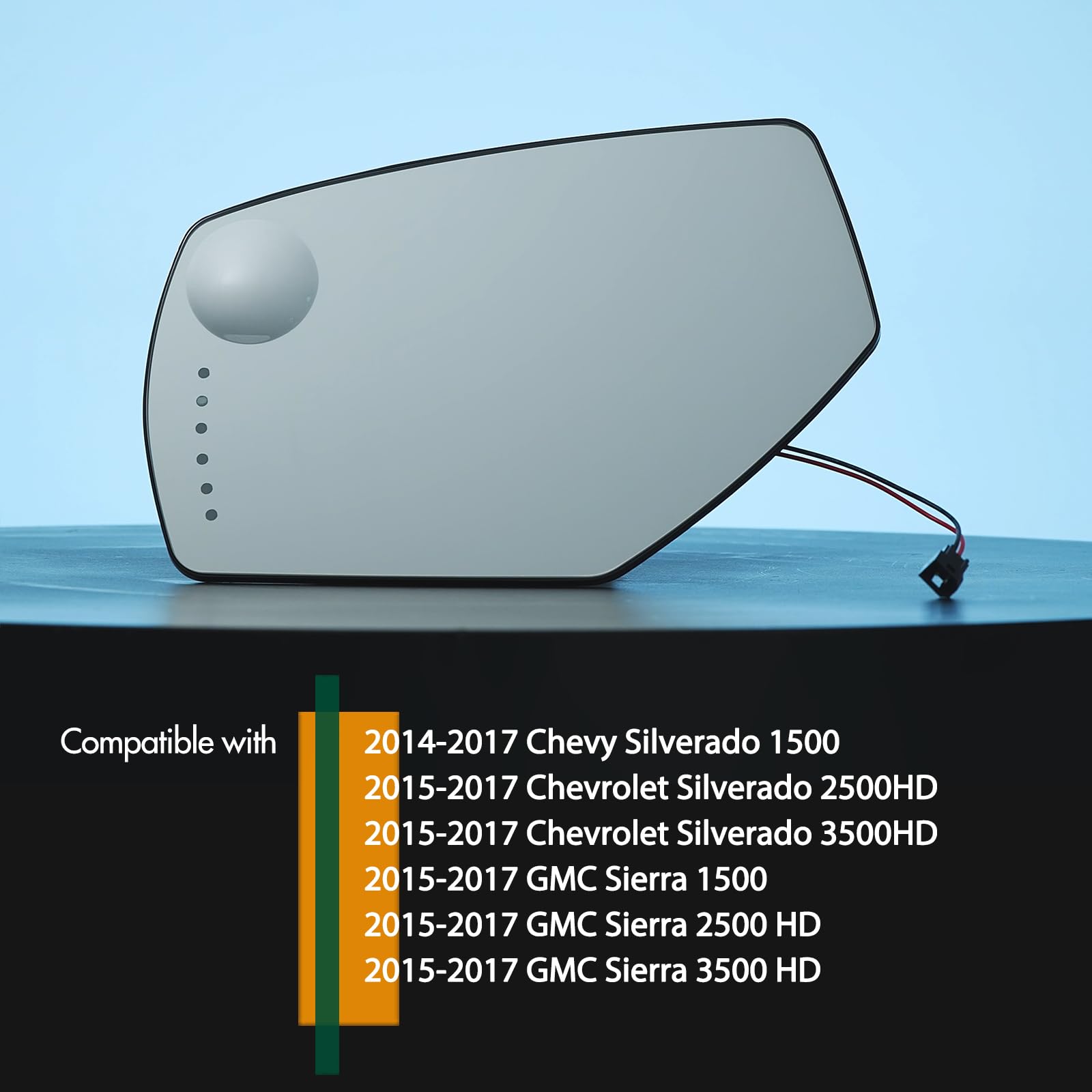Snemeey Driver Side Mirror Replacement For 2014-2017 Chevy Silverado 1500 2500Hd 3500Hd, 2015 2016 2017 Gmc Sierra 1500 2500 Hd 3500 Hd - Mirror Glass With Turn Signal And Spotter Glass, Gm1324146