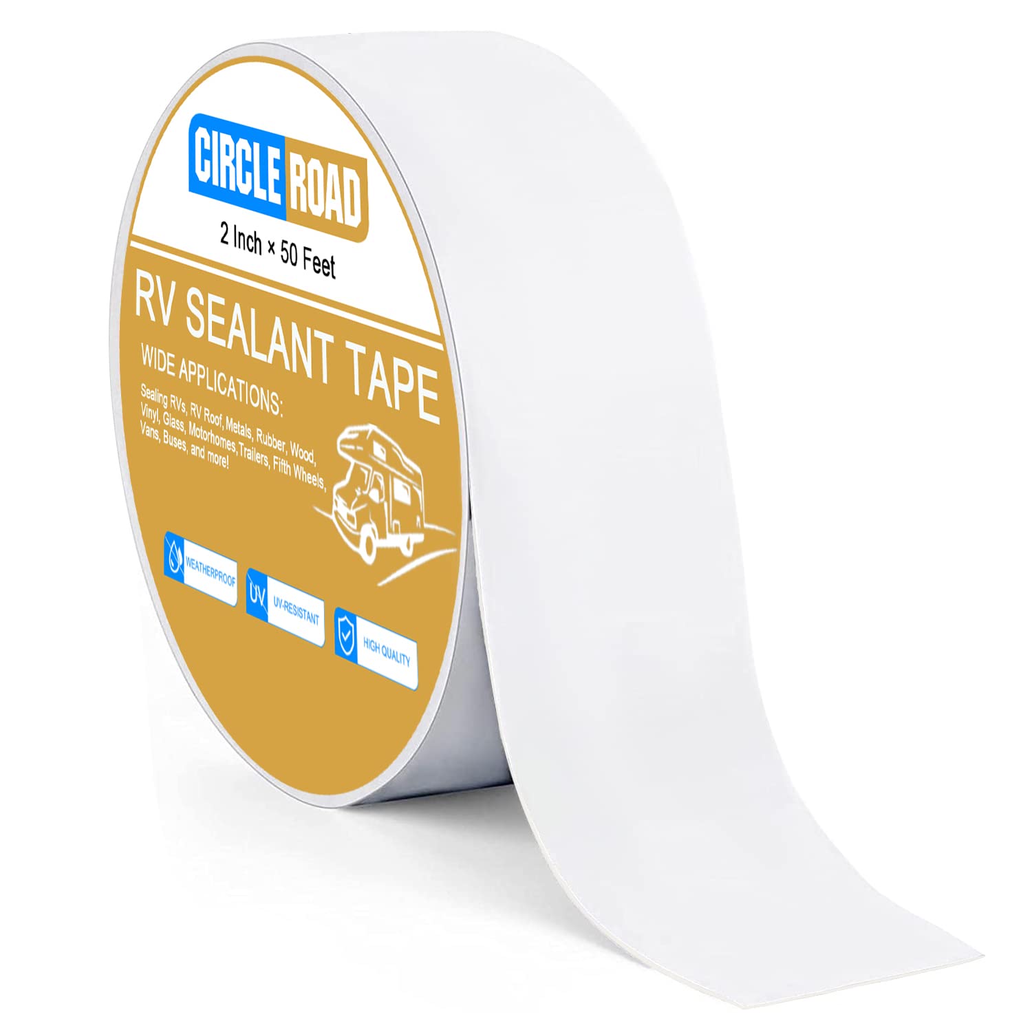Rv Roof Tape White, 2 Inch X 50 Feet Rv Repair Sealant Tape, Stop Camper Roof Leaks, Uv-Resistant, Weatherproof And Reliable For