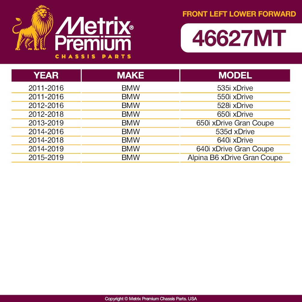 Metrix Premium Chassis Parts - Front Left Lower Forward Control Arm W Ball Joint & Bushing Assembly Fits 11-16 Bmw 535I Xdrive,