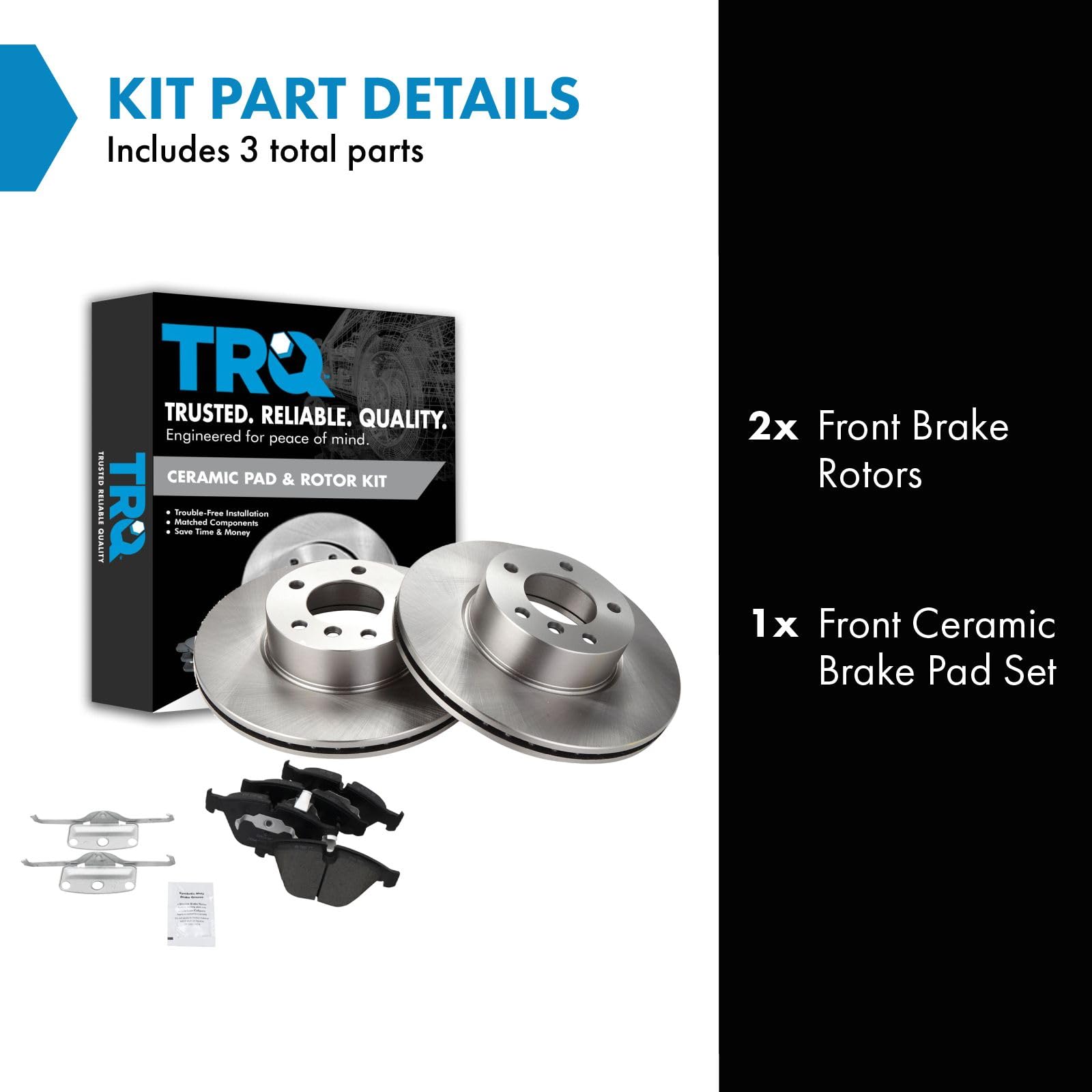 Trq Front Brake Pad & Rotor Kit Brake Pads Brake Rotor Ceramic Compatible With 2007-2013 Bmw 328I 2009-2013 328I Xdrive 2007-200