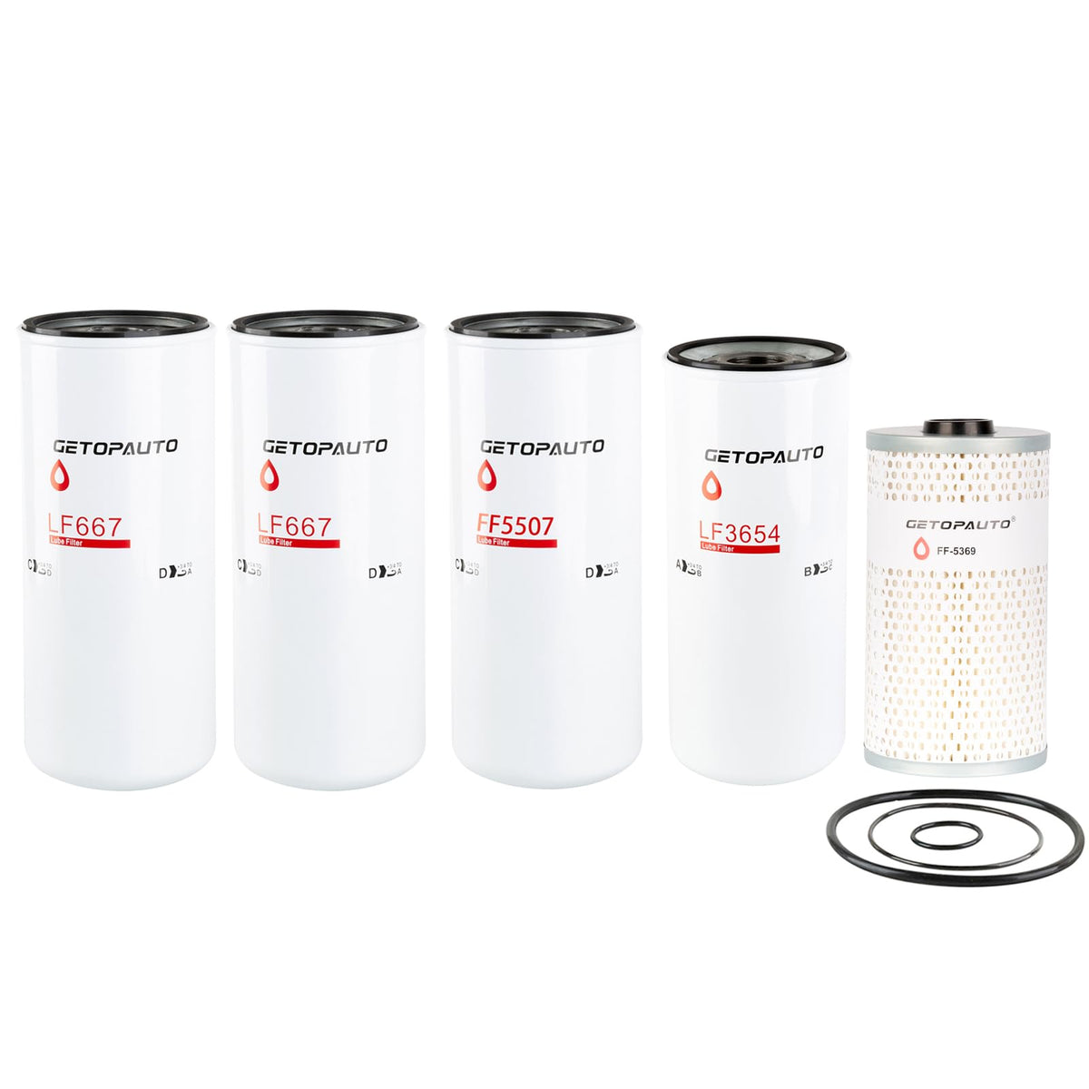 GETOPAUTO D12 D13 Oil Change Kit LF667(X2),LF3654,FF5507,FF5369 Replaces 20972293 21707133 21707132