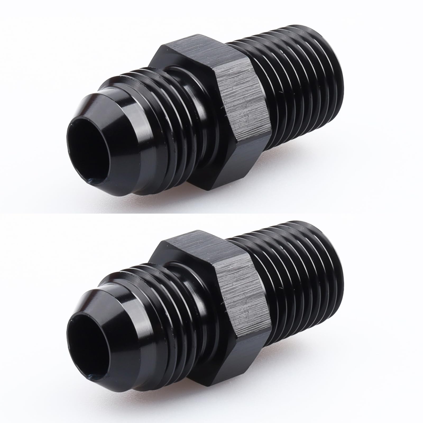 Ac Performance Male 1/4'' Npt To -4 An Flare Adapter Straight Aluminum Black, Pack Of 2