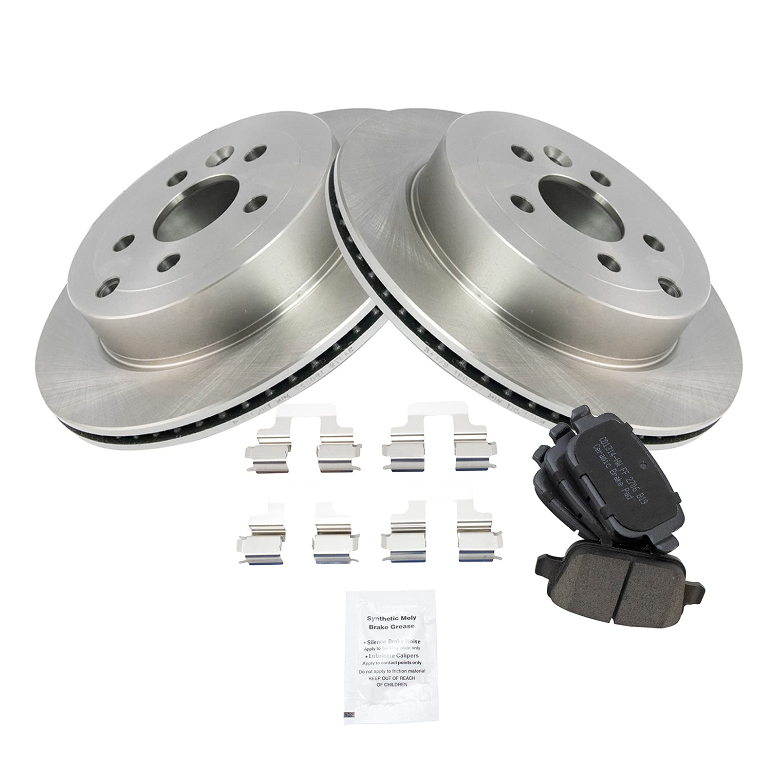 Trq Rear Brake Pad & Rotor Kit Brake Pads Brake Rotor Ceramic Compatible With 2008-2012 Land Rover Lr2