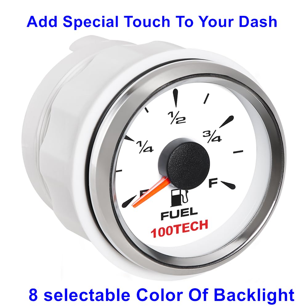 100TECH Boat Fuel Gauge 0-90ohm Fuel Gauge for Boat 52mm 2-1/16 Aftermarket Gauges Automotive Replacement Motorcycle Gas Car Tru
