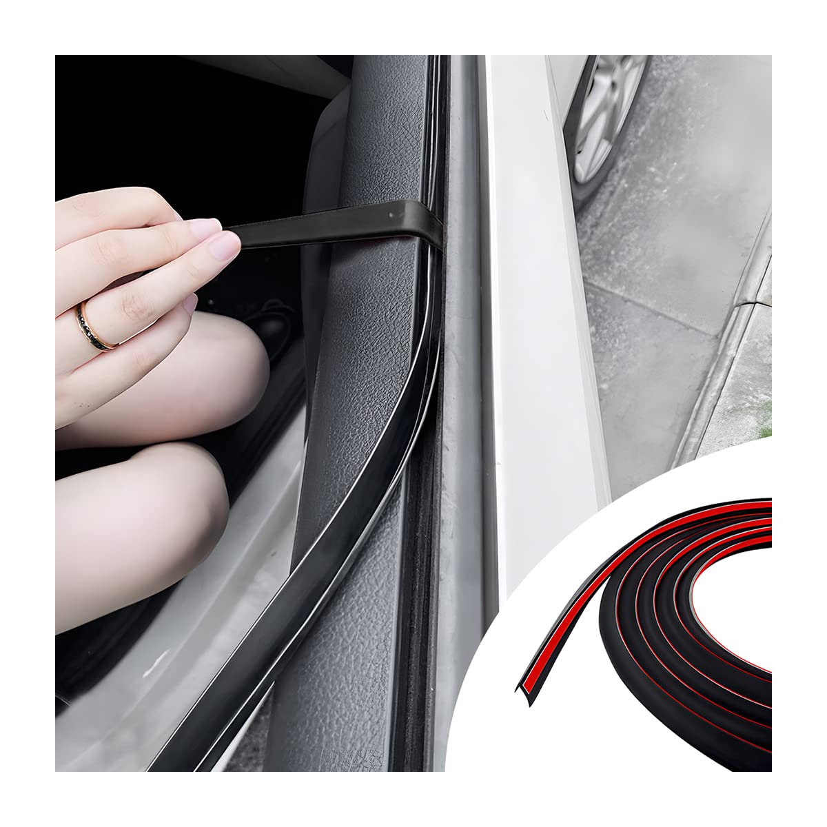 Auceli Car Window Seal Strip, Windshield Weather Strip For Car, Automotive Waterproof Soundproof V-Shape Self Adhesive Trim Cover, Universal Vehicle Rubber Weatherstrip Draft Seal Strip