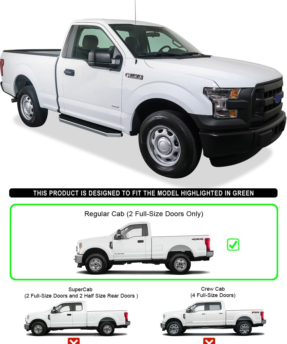APS 6in 304 Stainless Steel (Polished Flat Style) Running Boards Side Bars Side Steps Compatible with Ford F150 2015-2025 Regula