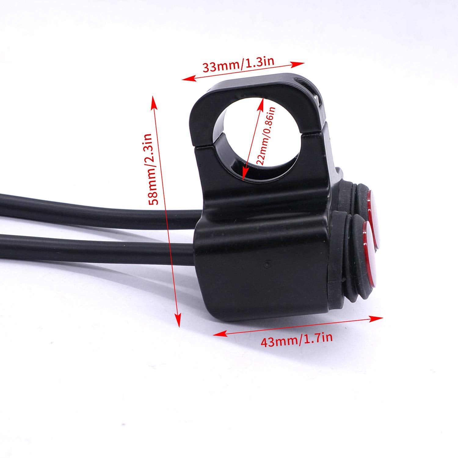 Taiss 7/8 Waterproof Motorcycle ATV Handlebar Push Button Switch