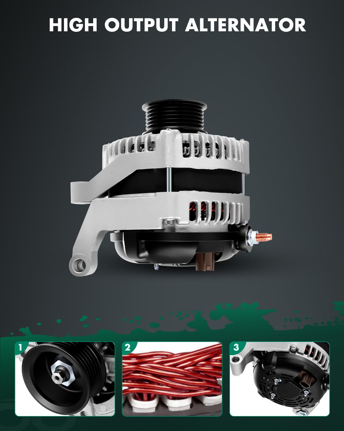 SCITOO High Output Alternator 160Amp 13913 Replacement for Dodge for Dakota 2002-2006,for Jeep for Grand Cherokee 2001-2003,for