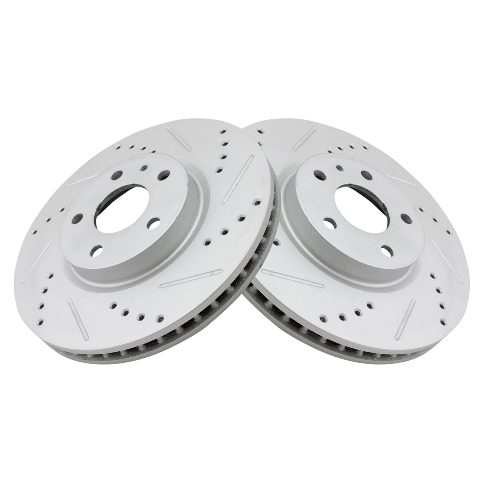 Trq Front Performance Brake Rotors Set Premium G-Coated Cross Drilled & Slotted Compatible With 2013-2020 Ford Fusion 2013-2016