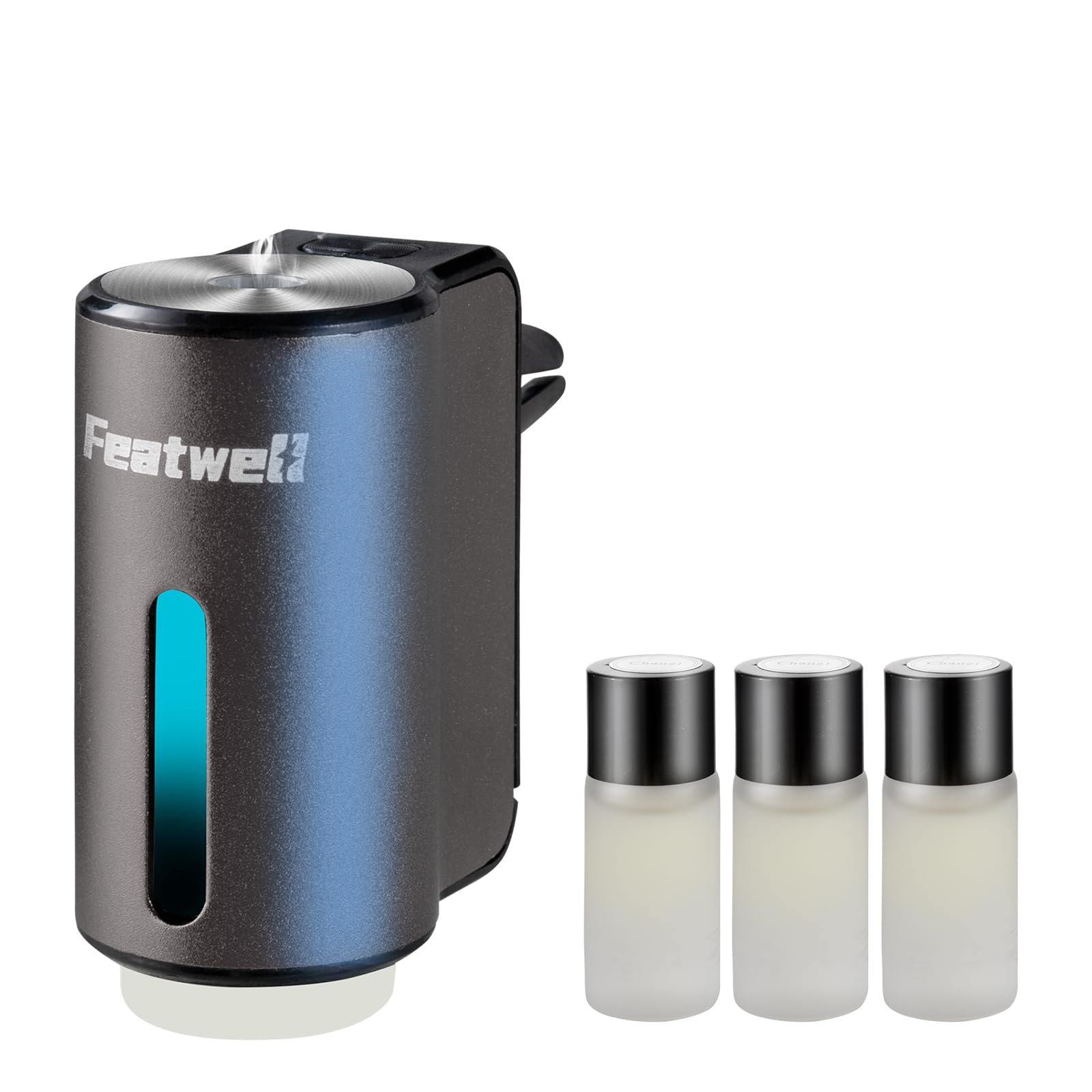 Featwell Car Air Freshener Diffuser, Three Adjustable Modes Smart Car Air Freshener, Intelligent Car Aroma Diffuser With 3Pcs Es