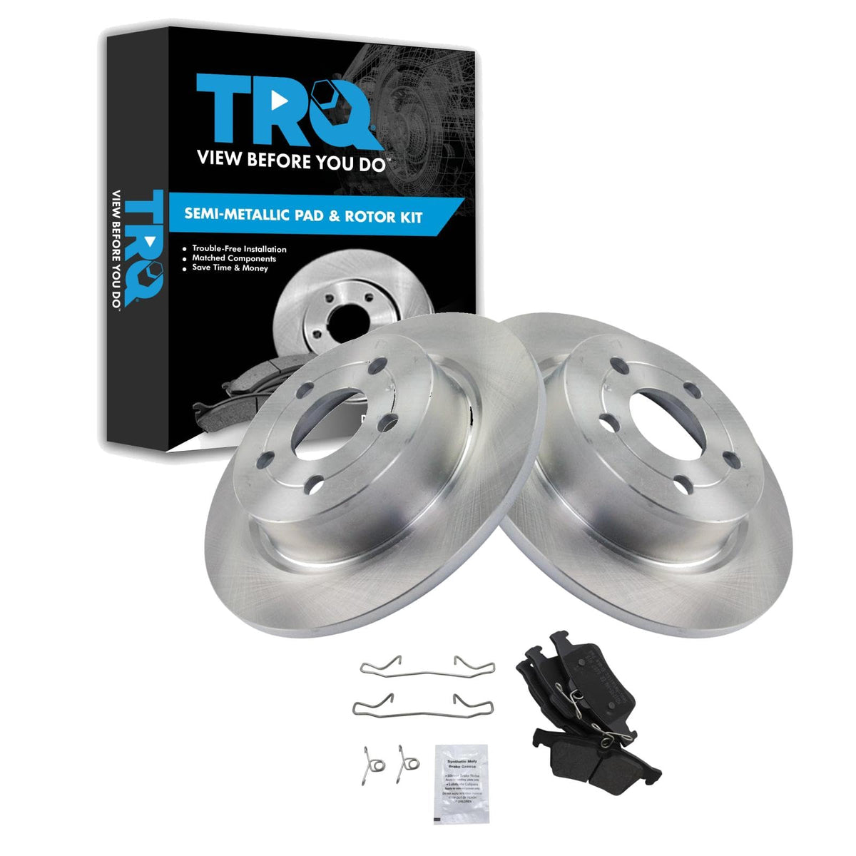 Trq Rear Brake Pad & Rotor Kit Brake Pads Brake Rotor Semi-Metallic Compatible With 2018-2019 Ford Transit Connect