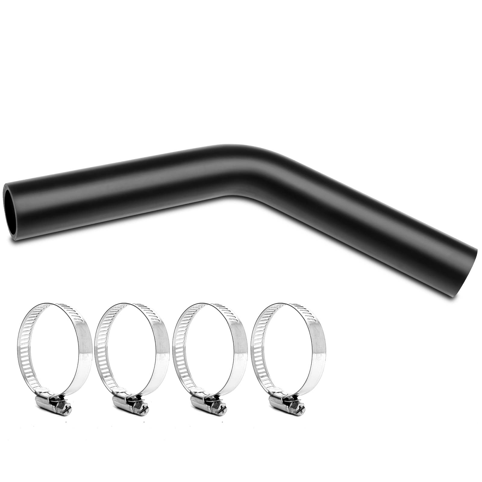 Tkkeuep Gasoline Fuel Filler Tube With 4 Hose Clamps, 2 Inch Inside Diameter Reinforced Hose (45 Degree, 2'' Id)