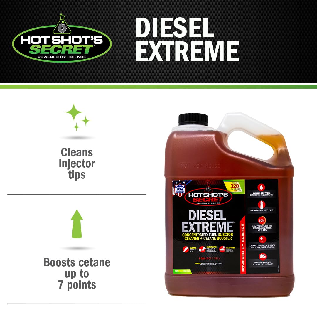 Hot Shot's Secret Diesel Extreme Fuel Additive - 1 Gallon, Cetane Booster, Amber, P040401G, Increases Mileage, Eliminates Black Smoke