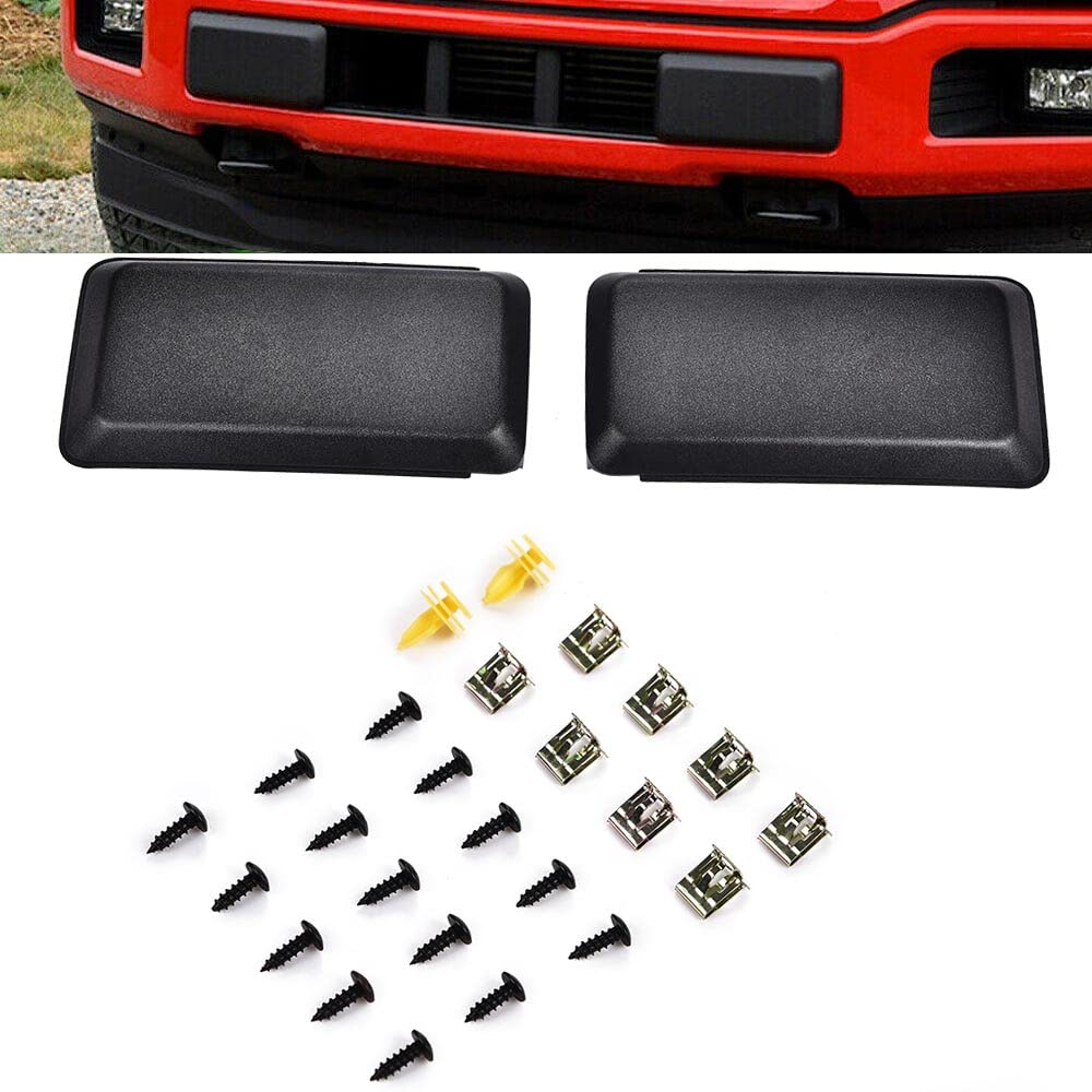 PIT66 Front Bumper End Cover, Compatible with Ford F150 2018-2021 Bumper Guards Inserts Pads End Caps Cover Set Black