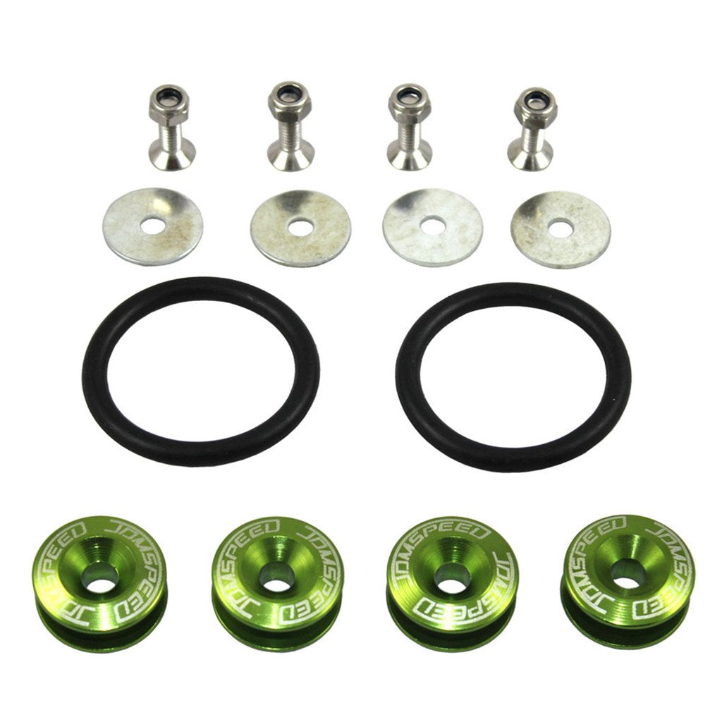 JDMSPEED Green Universal CNC Billet Bumper Trunk Quick Release Fastener Kit