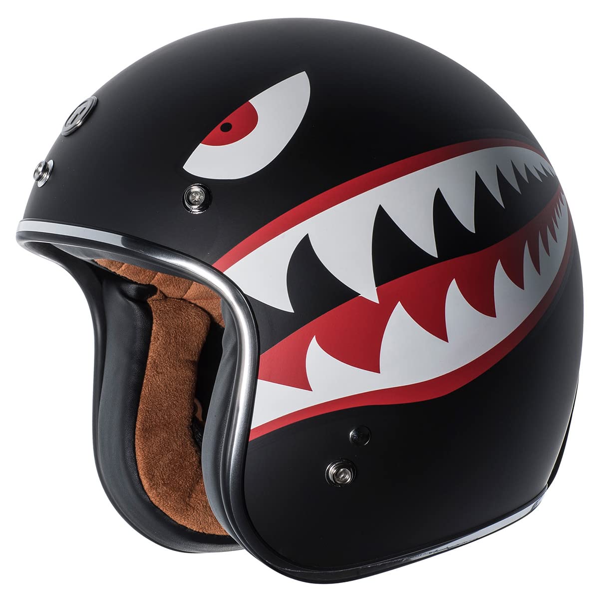 Torc T50 Route 66 3/4 Helmet With 'Flying Tiger' Graphic (Flat Black, X-Small)