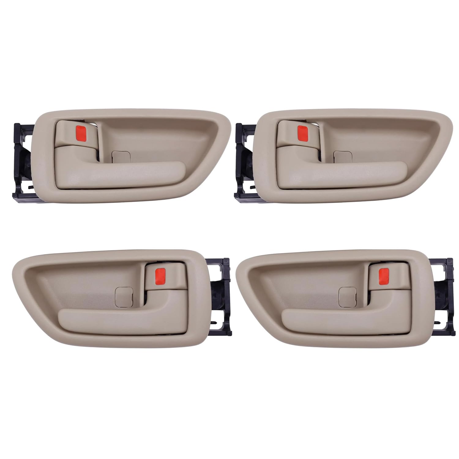Lcyolada 4Pcs Interior Door Handles W/Bezel (Beige) Compatible with 2000-2007 Toyota Sequoia, 2004-2006 Tundra(Crew Cabs Only), 