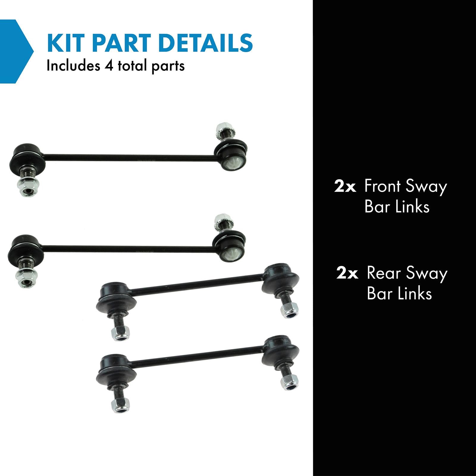 Trq Front & Rear Sway Bar Stabilizer Link Set Compatible With 2007-2010 Hyundai Elantra