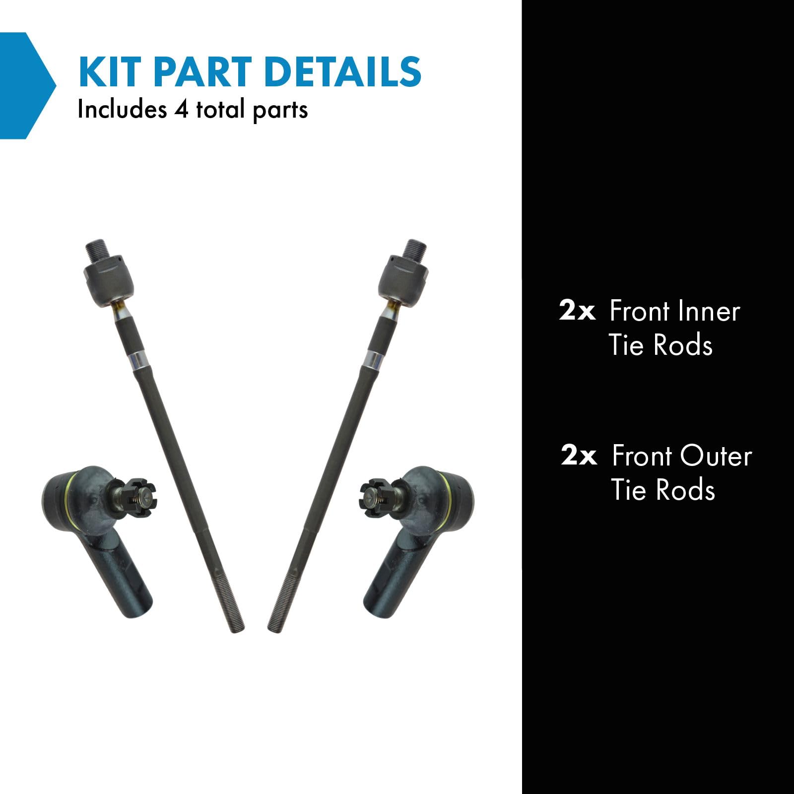 Trq Front Tie Rod Set Compatible With 2006-2013 Suzuki Grand Vitara