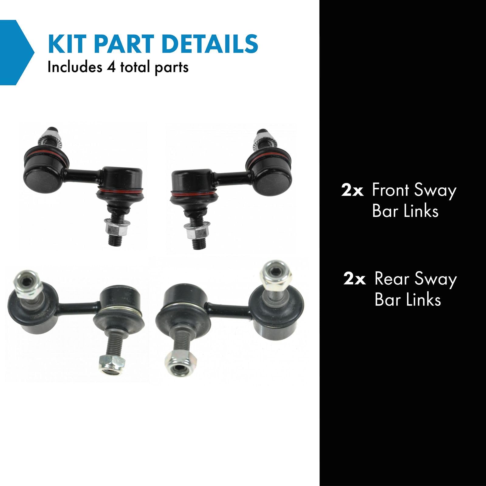 Trq Front & Rear Sway Bar Stabilizer Link Set Compatible With 2002-2006 Acura Rsx
