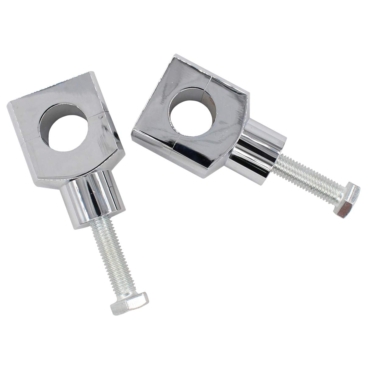 Applianpar Chrome Motorcycle 1 Inch Handlebar Risers Round Bar Mount Clamp For Honda For Kawasaki For Suzuki For Yamaha Sliver Pack Of 2