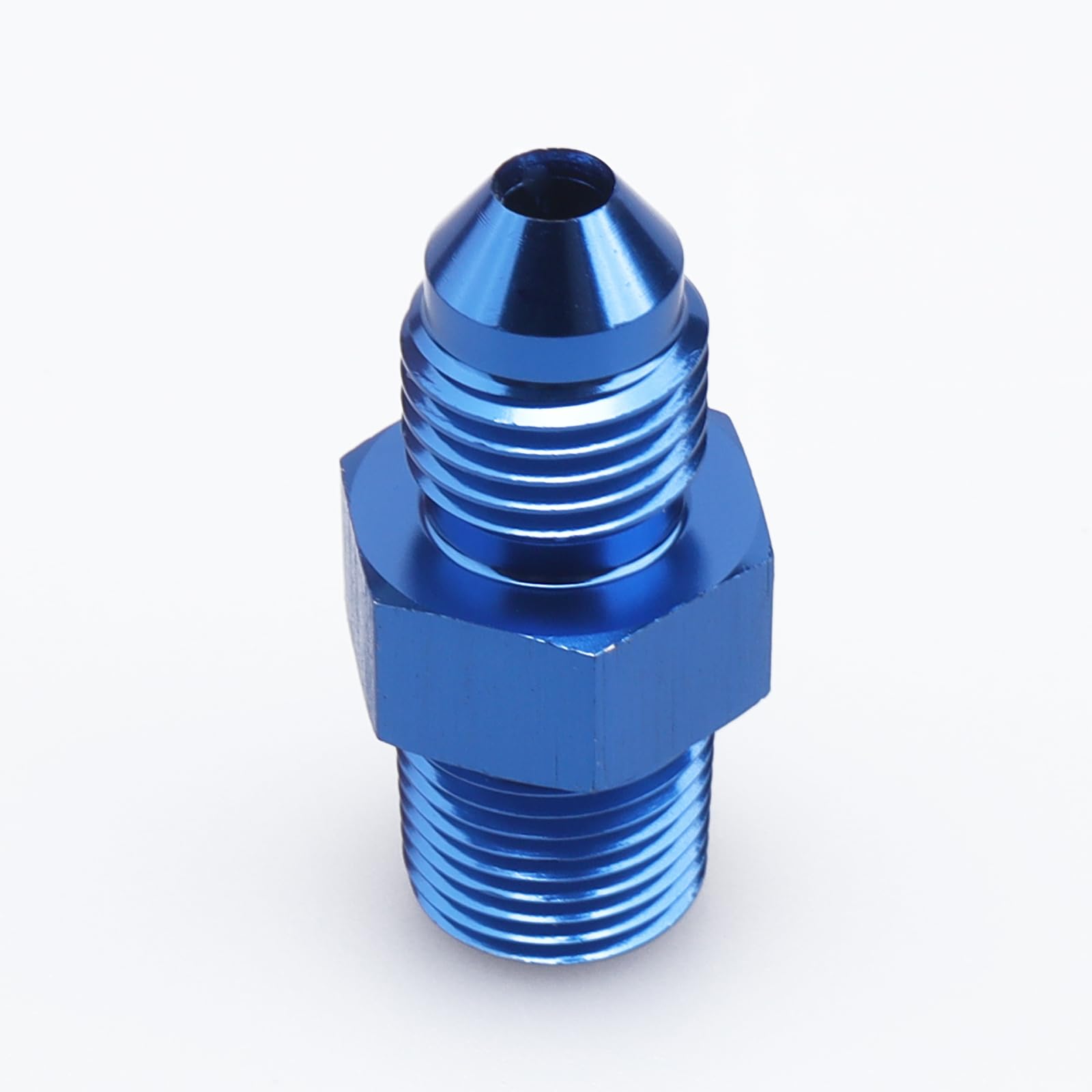 Ac Performance Male 1/4'' Npt To -3 An Flare Adapter Straight Aluminum Blue