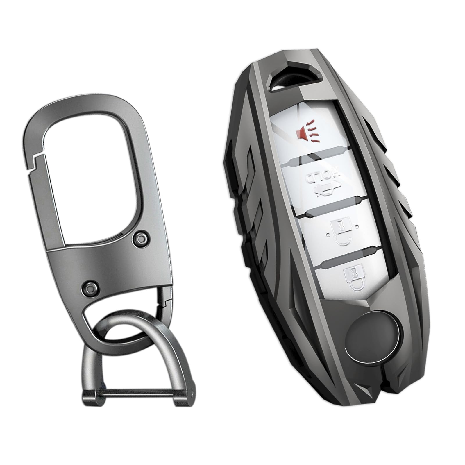 Ocezbiis For Nissan Key Fob Cover,Keychain,Zinc Alloy Protection Car Key Case For Altima Maxima Rogue Armada Pathfinder Morano V