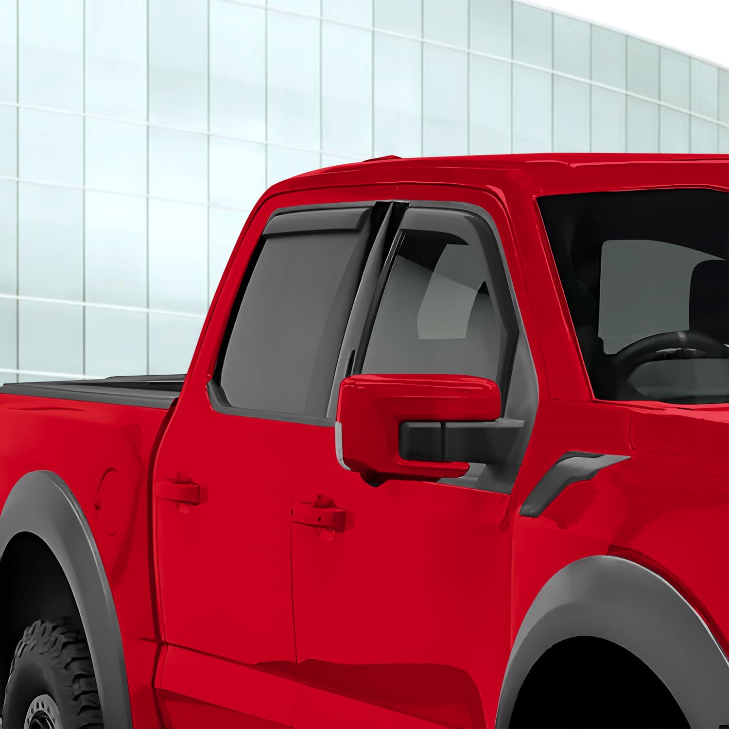 Voron Glass In-Channel Extra Durable Rain Guards For Ford F150 2021-2025 Supercrew, Window Deflectors, Vent Window Visors, 4 Pie