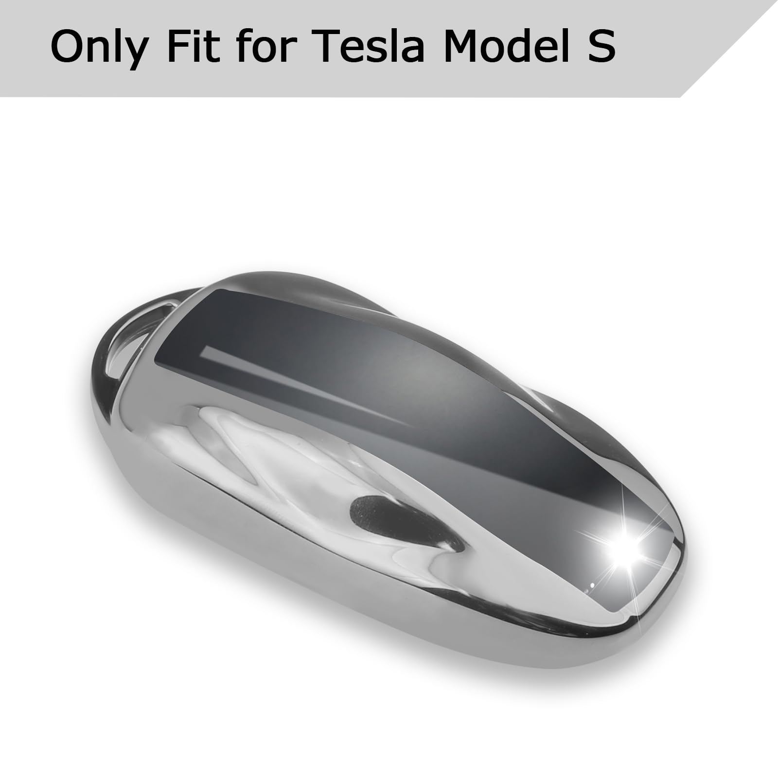 Qbuc For Tesla Key Fob Cover With Keychain Soft Tpu Protection Case Compatible With Tesla Model S (Silver)