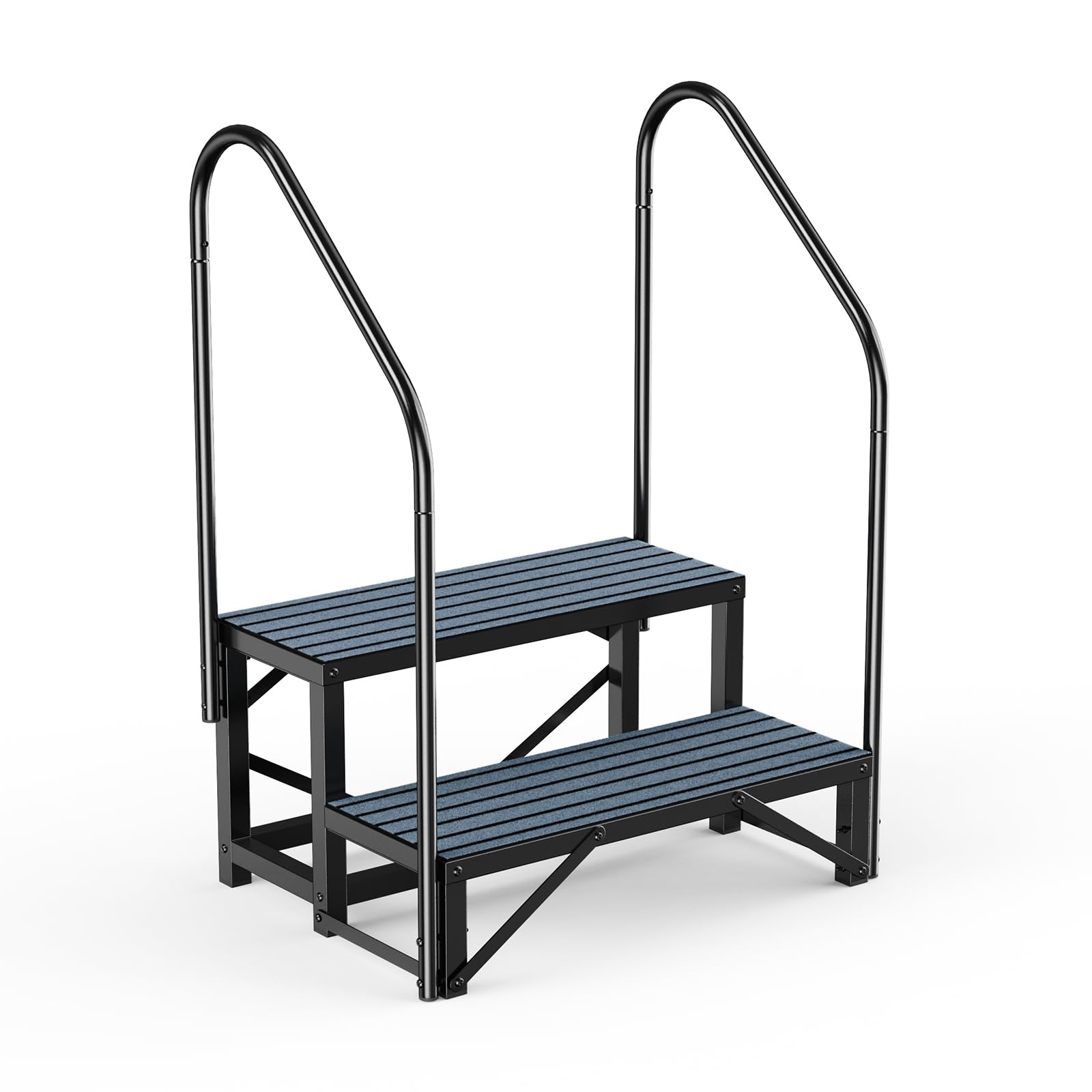 RV Steps Spa Steps with Handrail - 2 Step Hot Tub Steps Trailer Steps Mobile Home Stairs for 5th Wheel RV, Trailer, Hot Tub, Poo