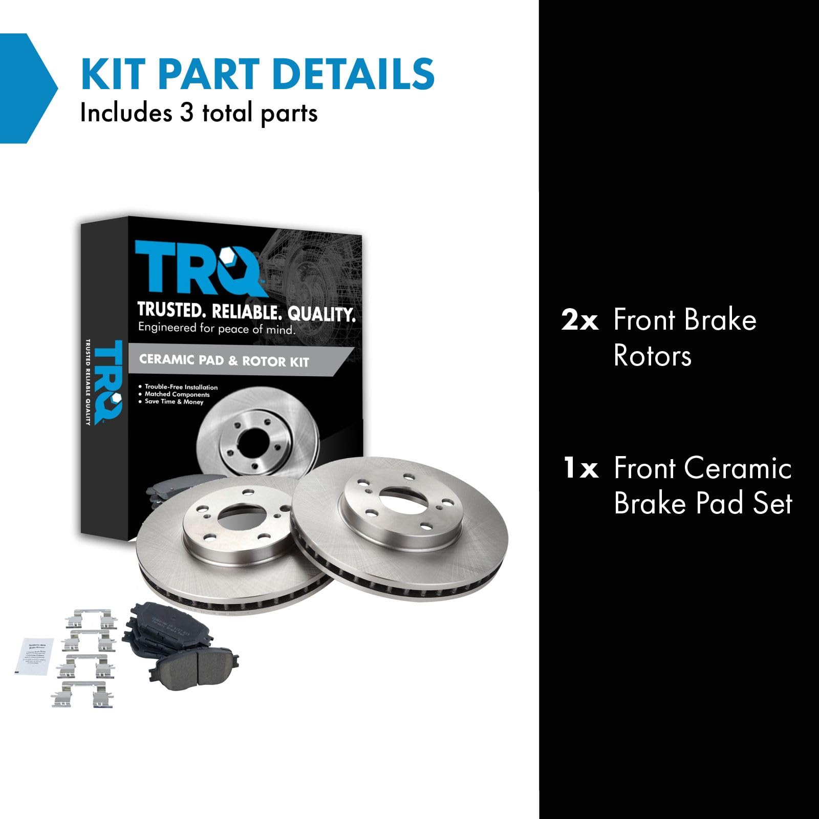 Trq Front Brake Pad & Rotor Kit Brake Pads Brake Rotor Ceramic Compatible With 2002-2006 Toyota Camry