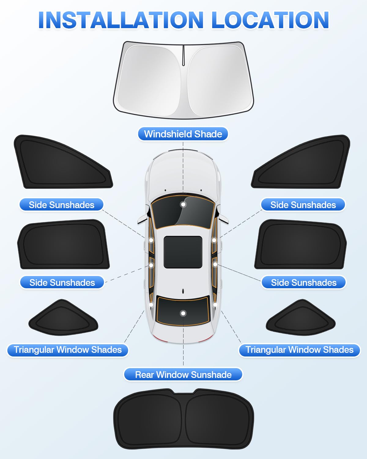 Canvcle Sunshades For Mazda Cx-90 2024-2025 Cx90 Accessories Windshield Sun Shade Side Rear Window Shade Cover Sun Visor Shield