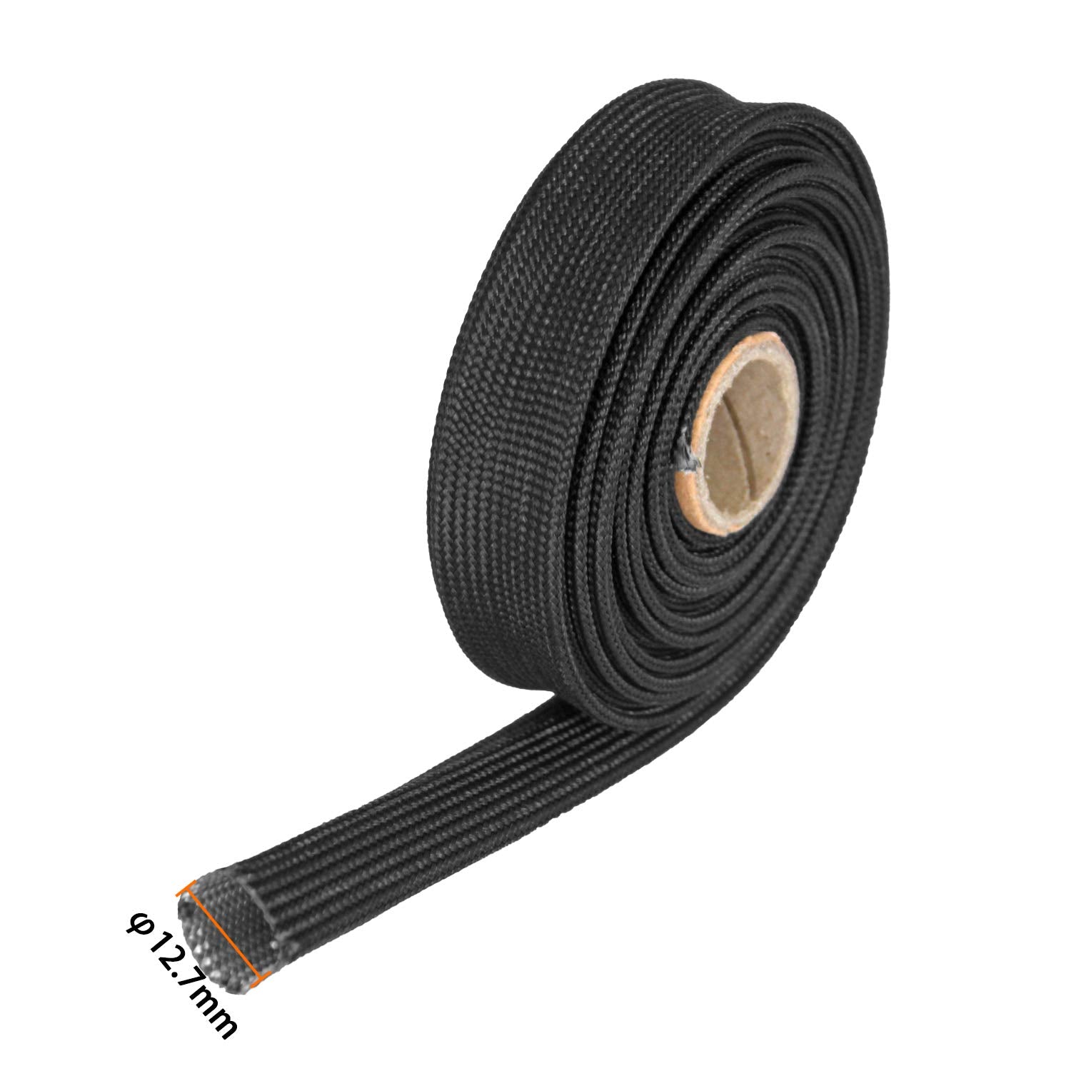 Heat Hose Fiberglass Wrap Shield Sleeve- 1/2' Id X 10'Black Adjustable Hose Heat Shield Spark Plug Wire Fuel Line Heat Shield Roll For Car Wire Loom Cable Heat Shield Brake Line Cable Heat Shield