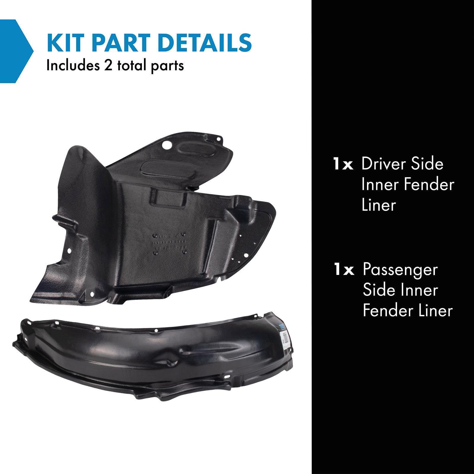 Trq Inner Fender Liner Set Compatible With 1993-2001 Subaru Impreza Su1248101 Su1249102