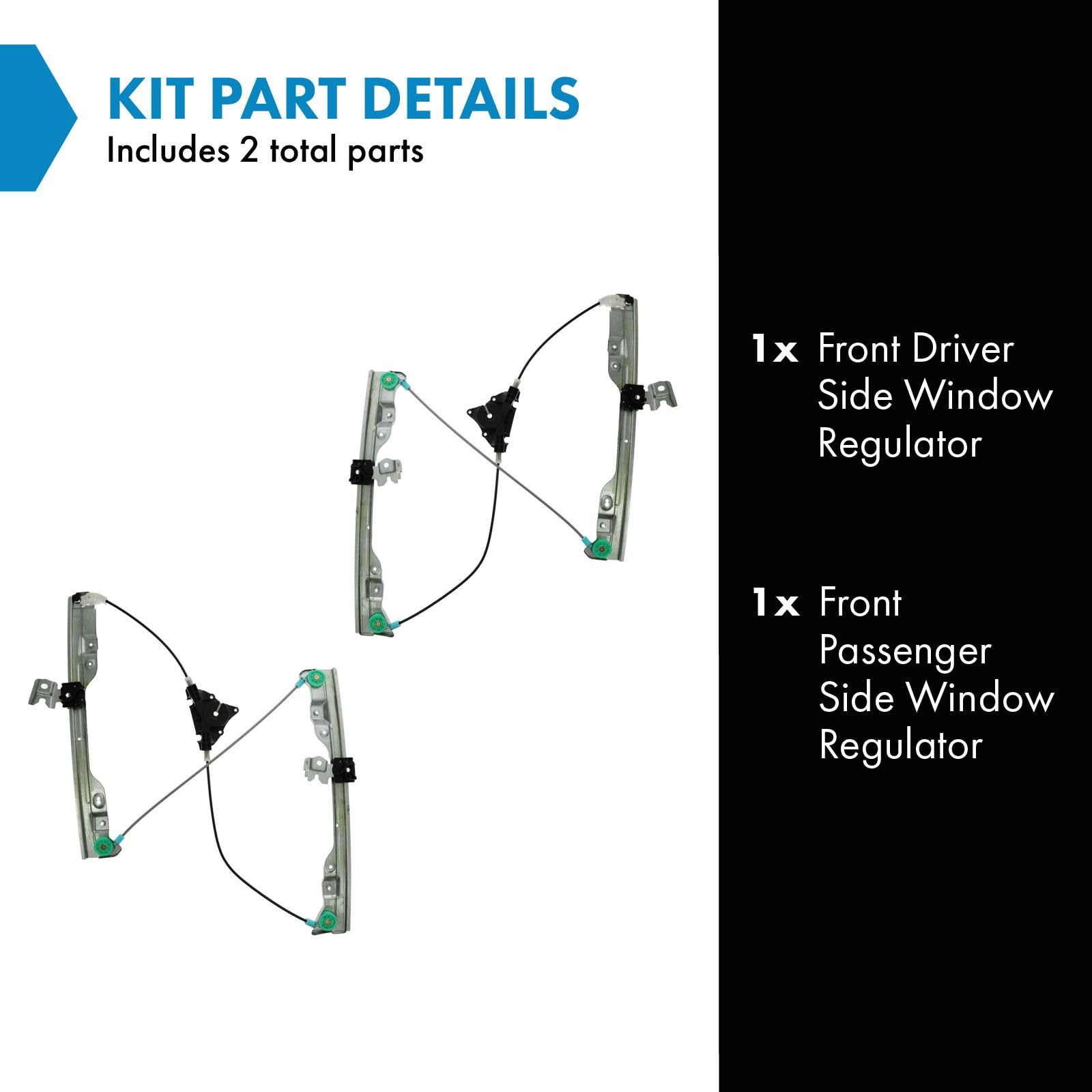 Trq Front Power Window Regulator Set Compatible With 2007-2012 Nissan Altima