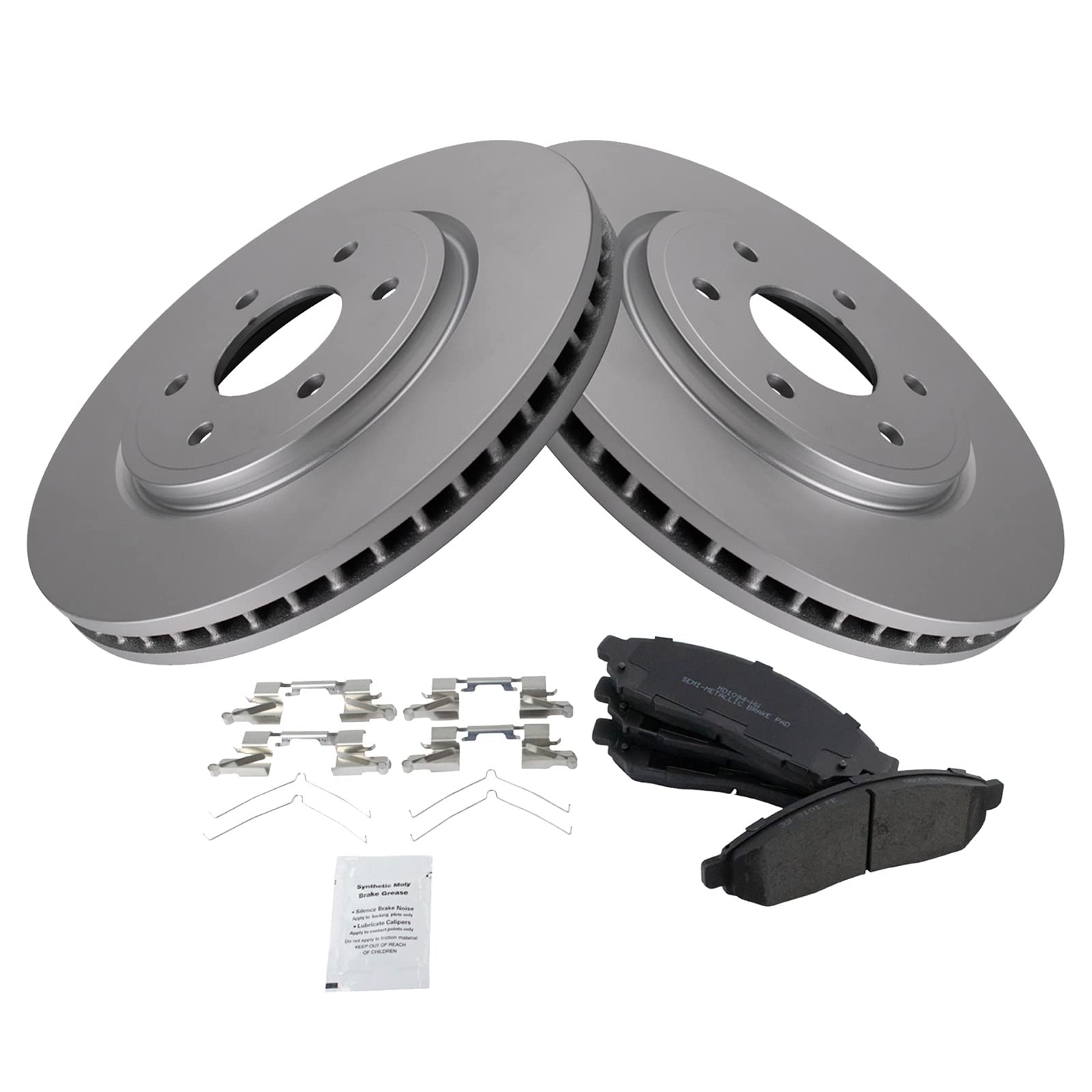 Trq Front Brake Pad & Rotor Kit Brake Pads Brake Rotor Semi-Metallic Premium G-Coated Compatible With 2005-2021 Nissan Frontier