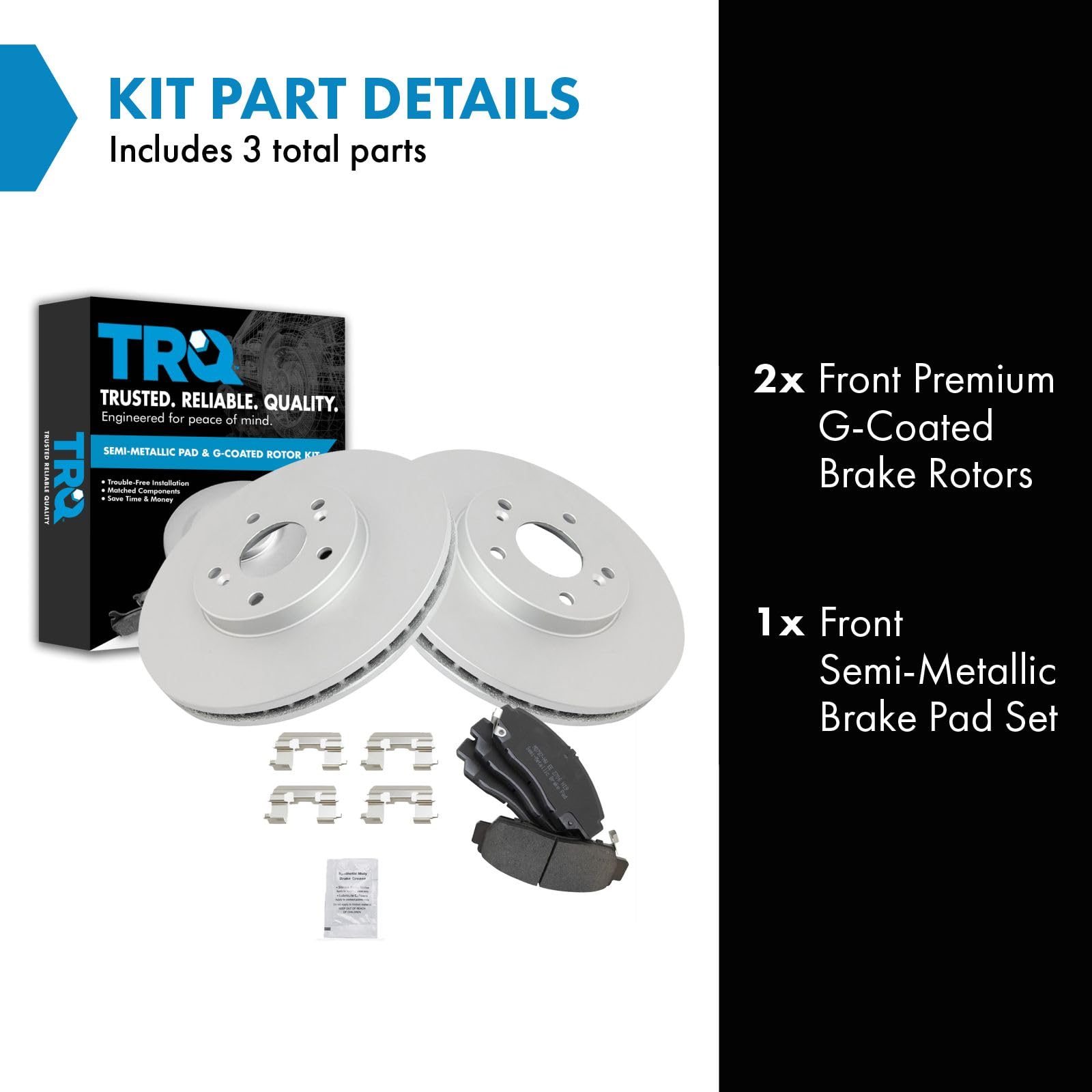 Trq Front Brake Pad & Rotor Kit Brake Pads Brake Rotor Semi-Metallic Premium G-Coated Compatible With 2001-2003 Acura Cl 1999-20