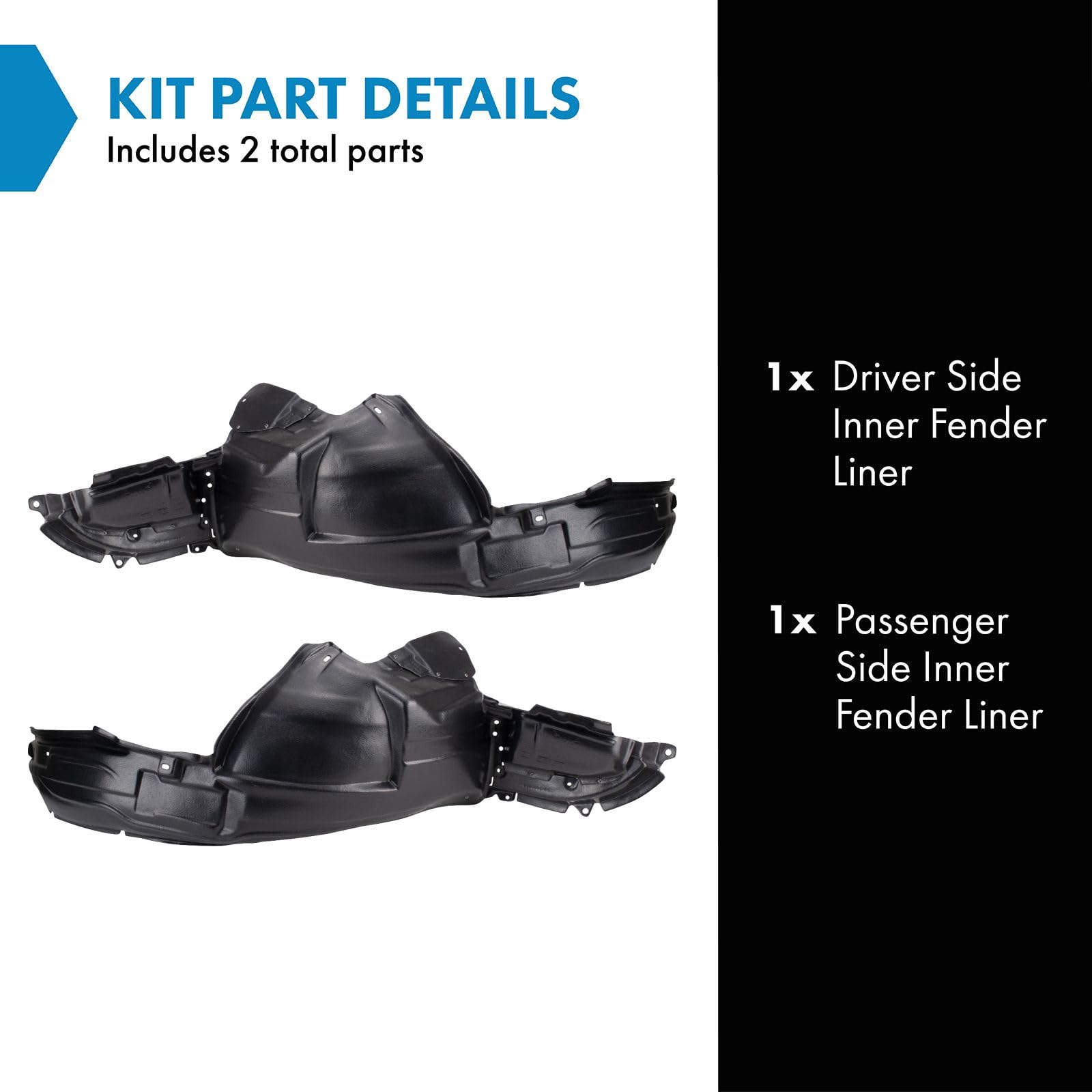 Trq Inner Fender Liner Set Compatible With 2007-2008 Subaru Forester Su1248113 Su1249113