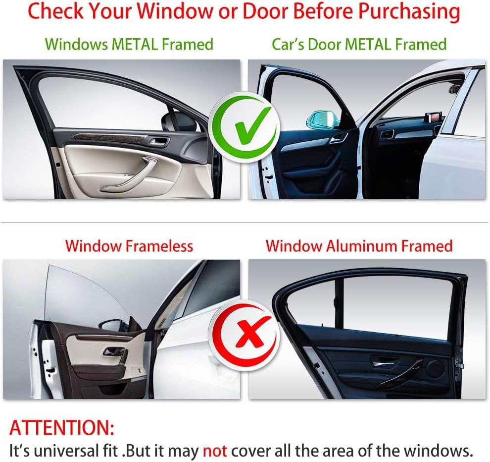 Aokway Side Window Sun Shade For Baby - 2 Pack Double Thickness Auto Windshield Sunshades Curtain, Universal Fit For Driver, Uv Protection