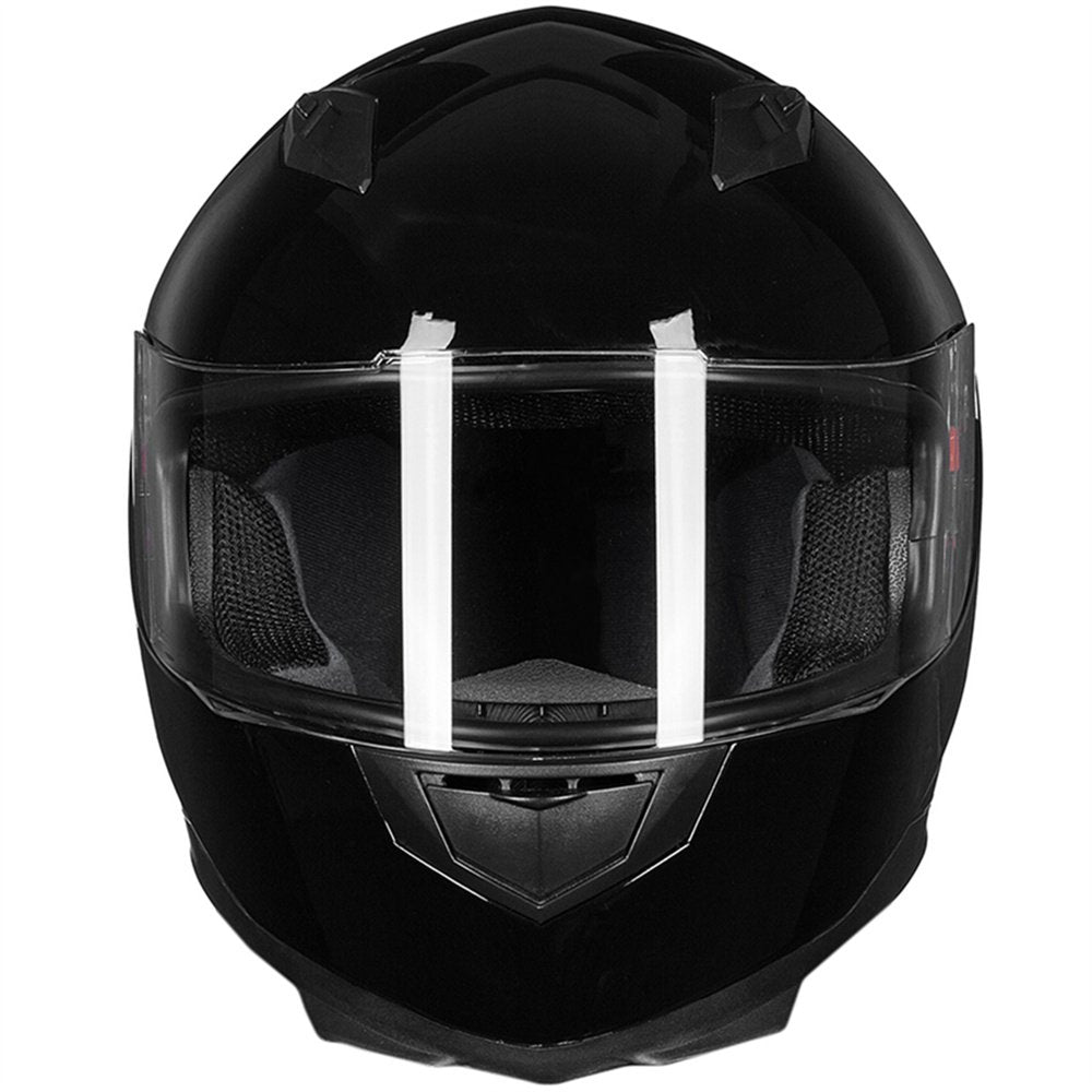 Ilm Full Face Motorcycle Street Bike Helmet With Removable Winter Neck Scarf + 2 Visors Dot Model-Jk313 (M, Gloss Black)