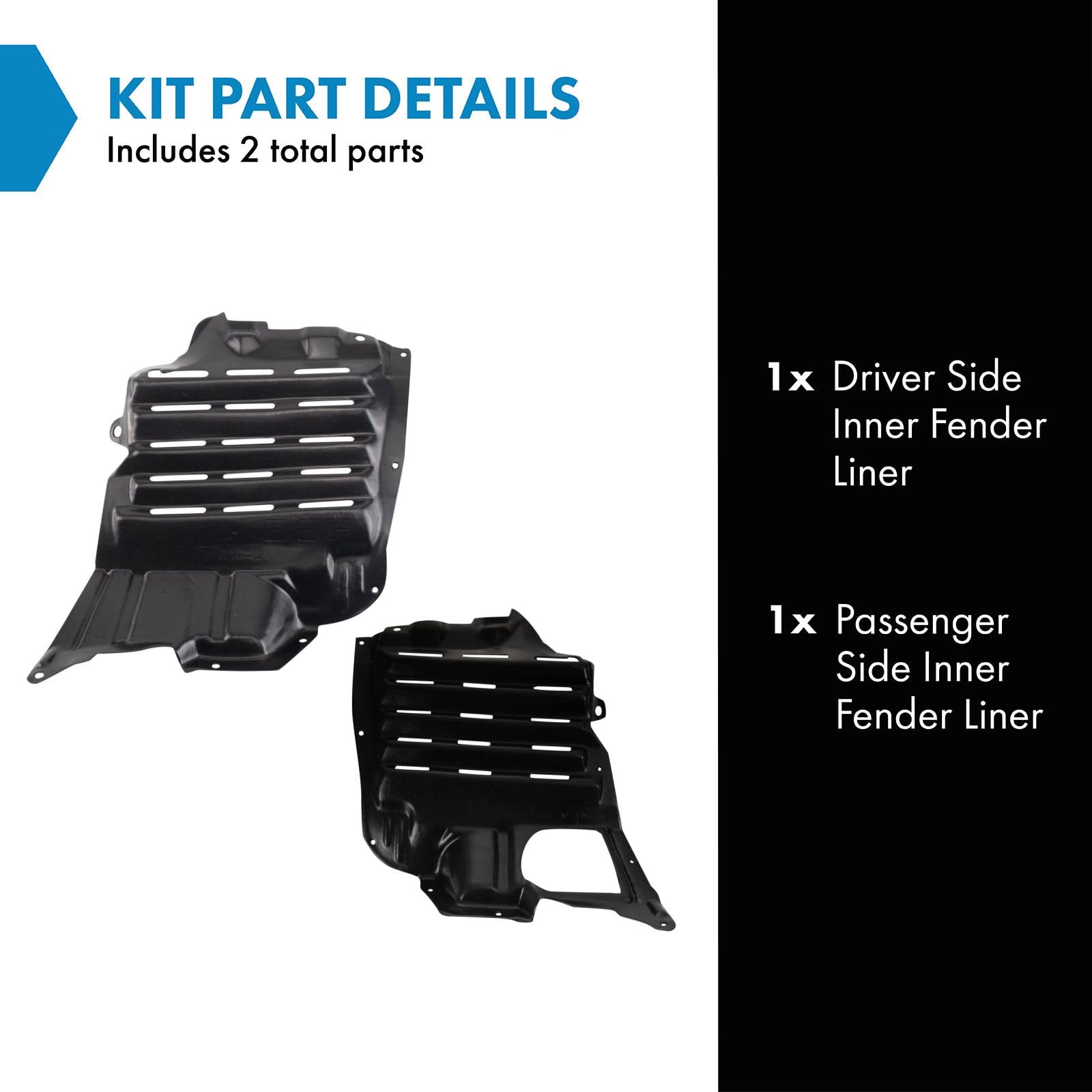 Trq Inner Fender Liner Set Compatible With 2001-2005 Mazda Miata Ma1250109 Ma1251109