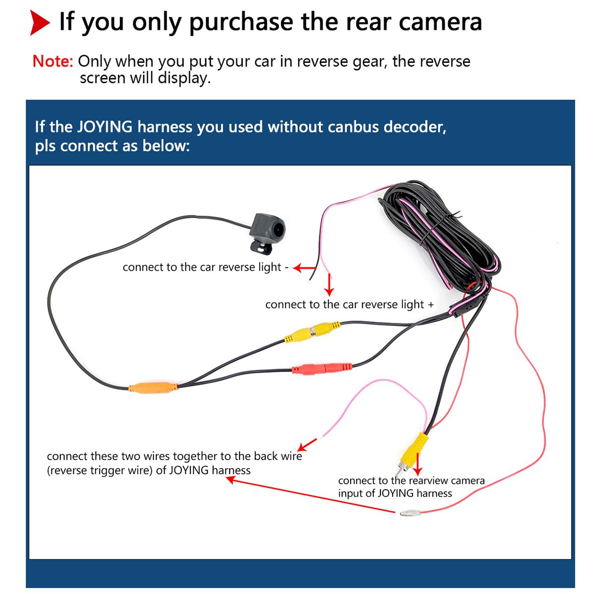 Joying Backup Camera 1080P Rear Camera For Car Rear View Camera Ultra Hd Waterproof Reverse Camera 2 Megapixels 125 Wide With Ni