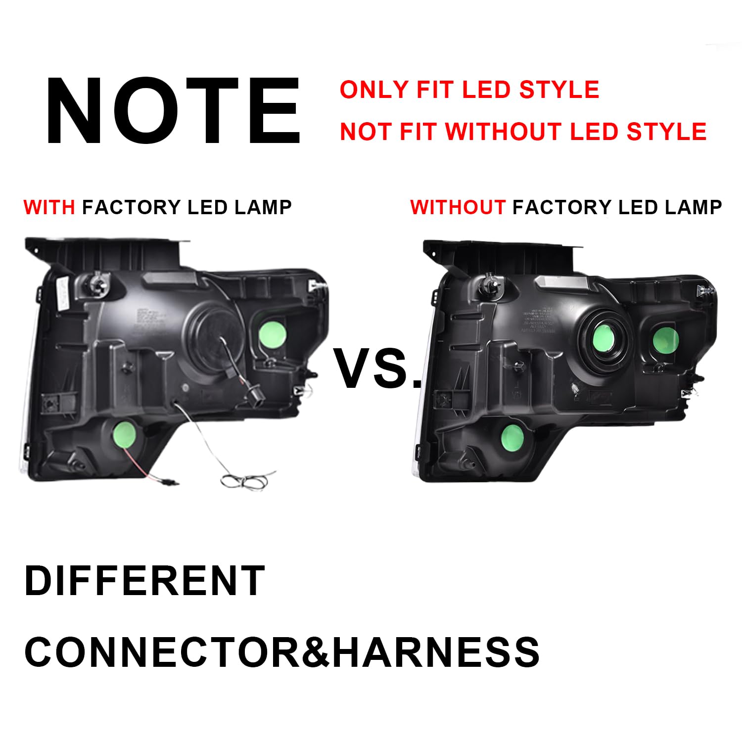 Pit66 Headlight Headlamp Assembly Compatible With Ford F150 2009-2014 (Clear Lens Black Housing Clear Reflector, Modified Style)